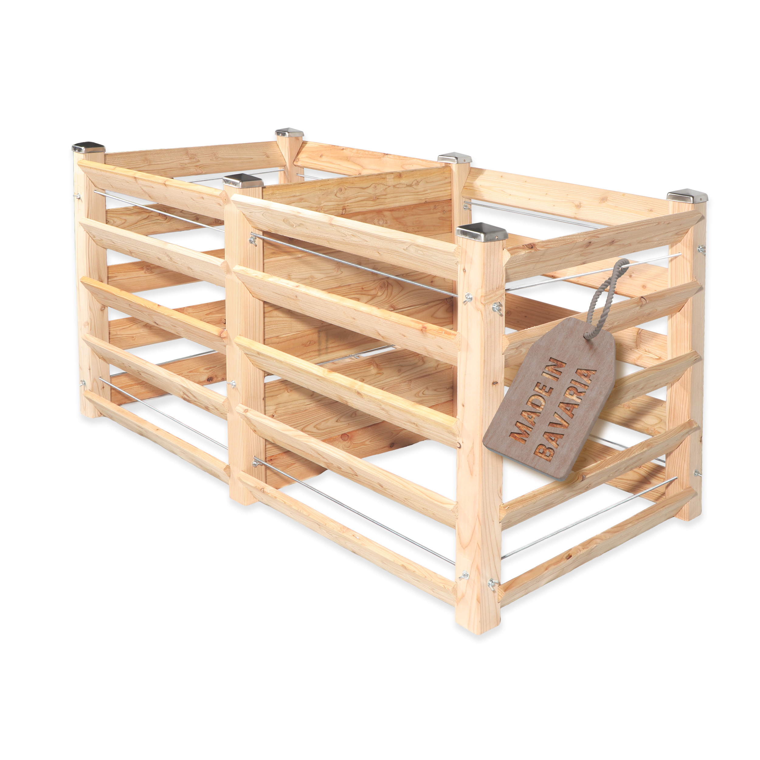 Moderner Komposter Duo 80x153xH80 cm aus Lärchenholz Massivholz Steckkomposter Kompostsilo Holzkomposter