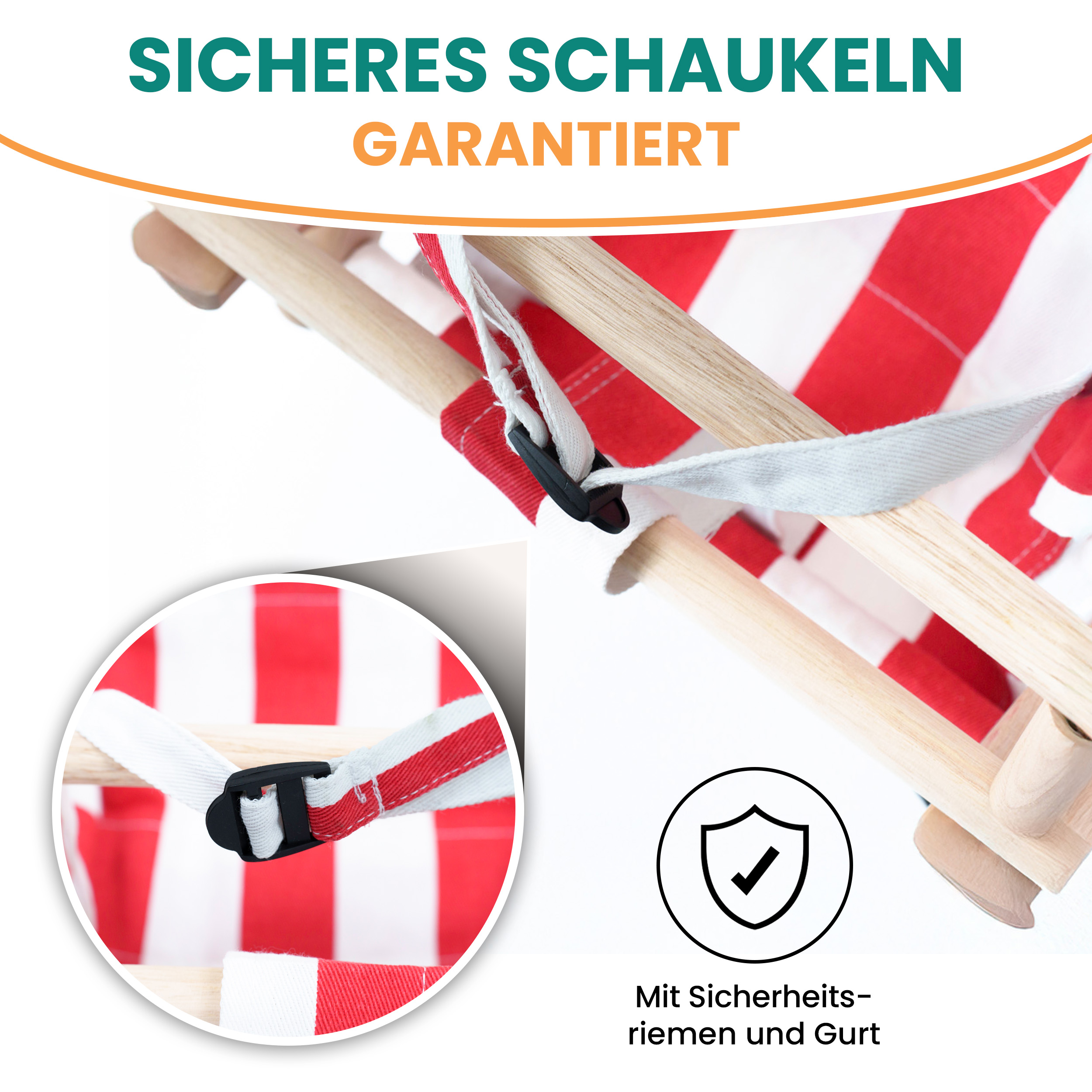 6gBkOBuG25AIL1 Babyschaukel Kinderschaukel aus Holz Stoff Schaukel zum Aufhängen