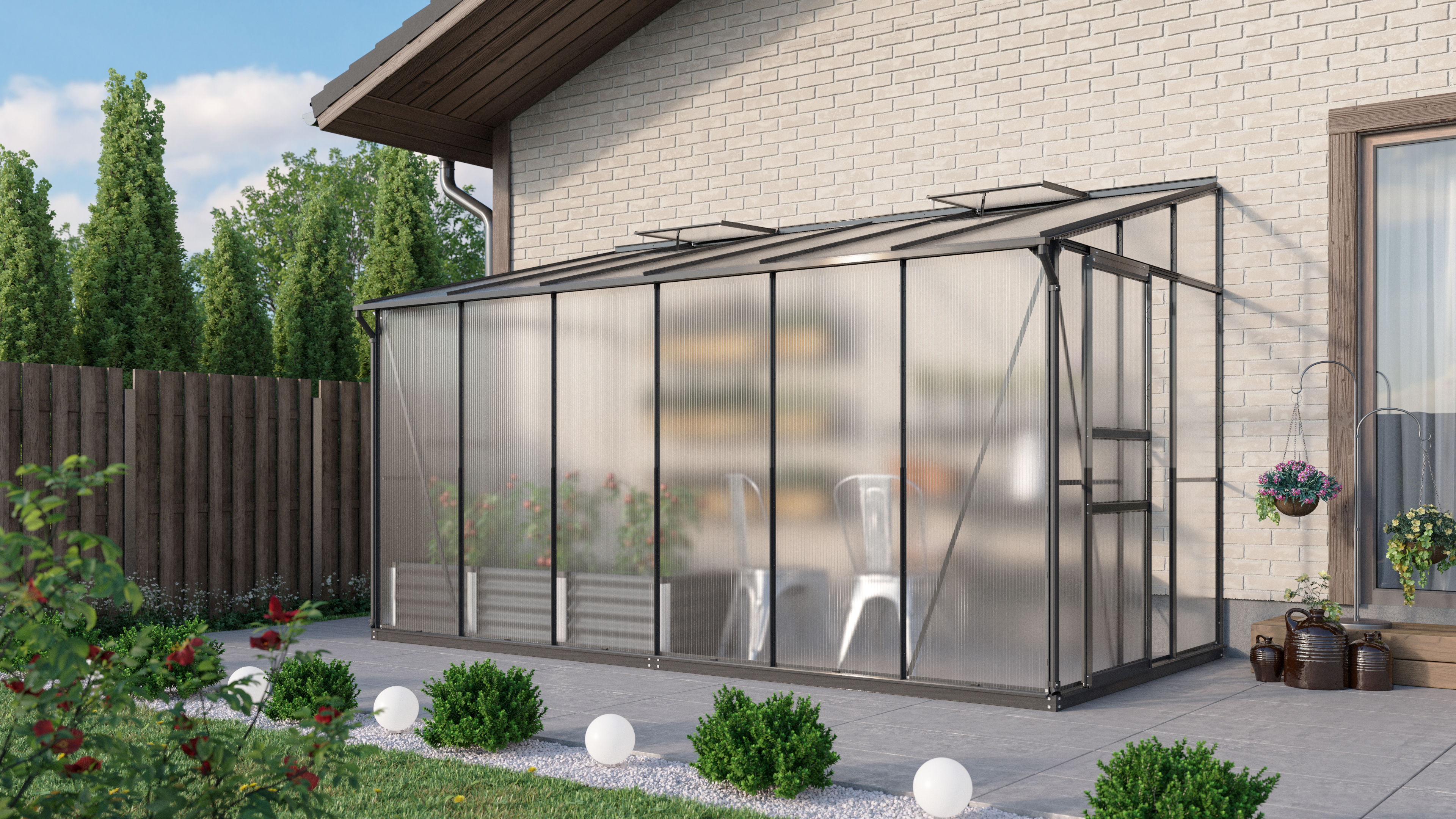 Gewächshaus Osiris / Ida 7800 HKP6mm, schwarz B 2,01 x T 3,87 x H 2,21 m