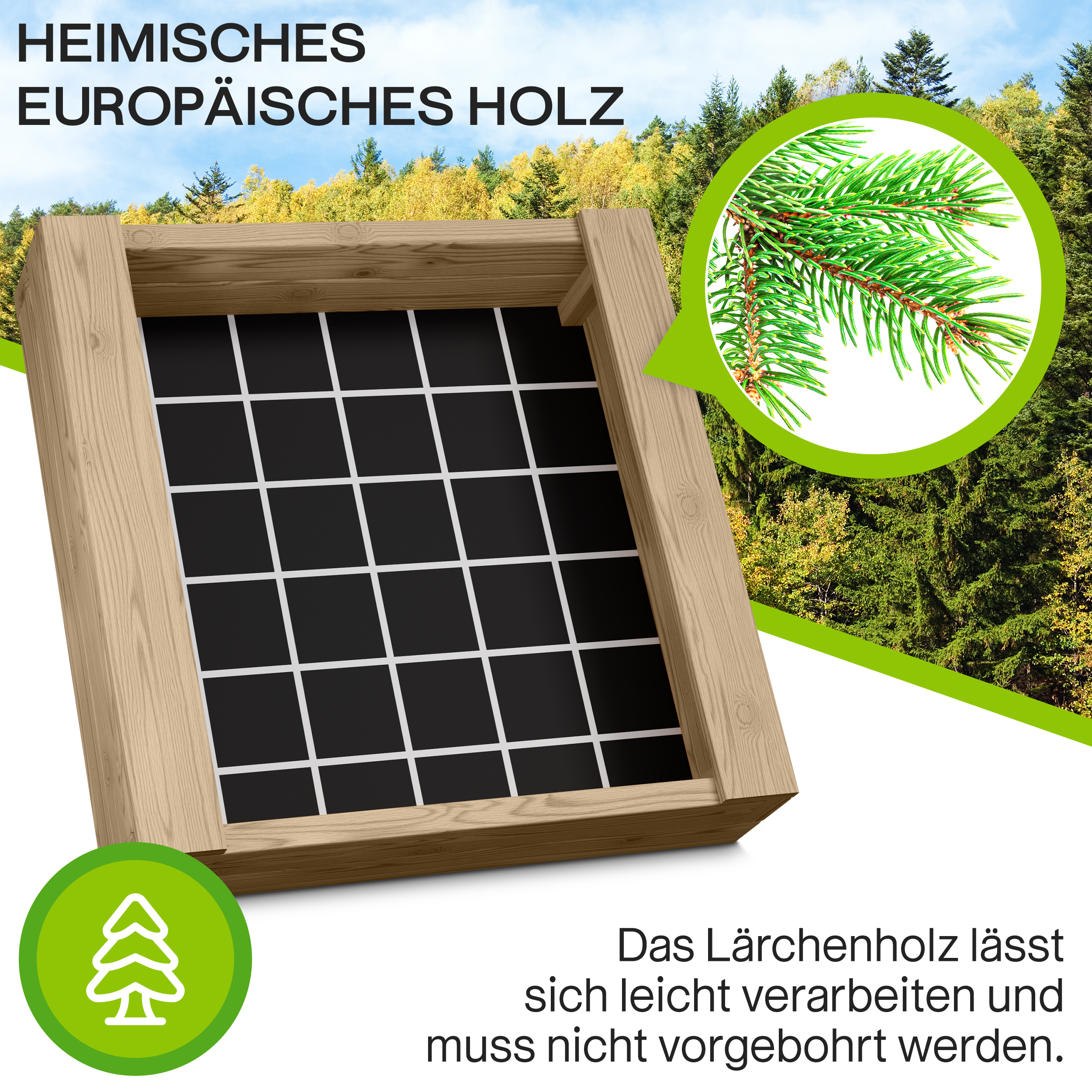 6MD4whI43kQWUK Sandkasten BULLE Lärche natur 45 mm inkl. Sitzbretter und Bodenplane Sandbox