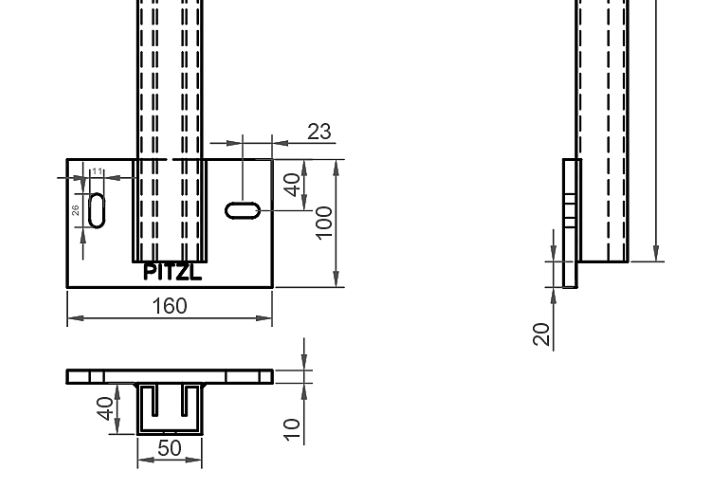 3RE9OOUpBe4hap Pitzl Balkonsäule BSP C-Profil 50x40x3 mm Stirnseitig zum Andübeln feuerverzinkt Höhe