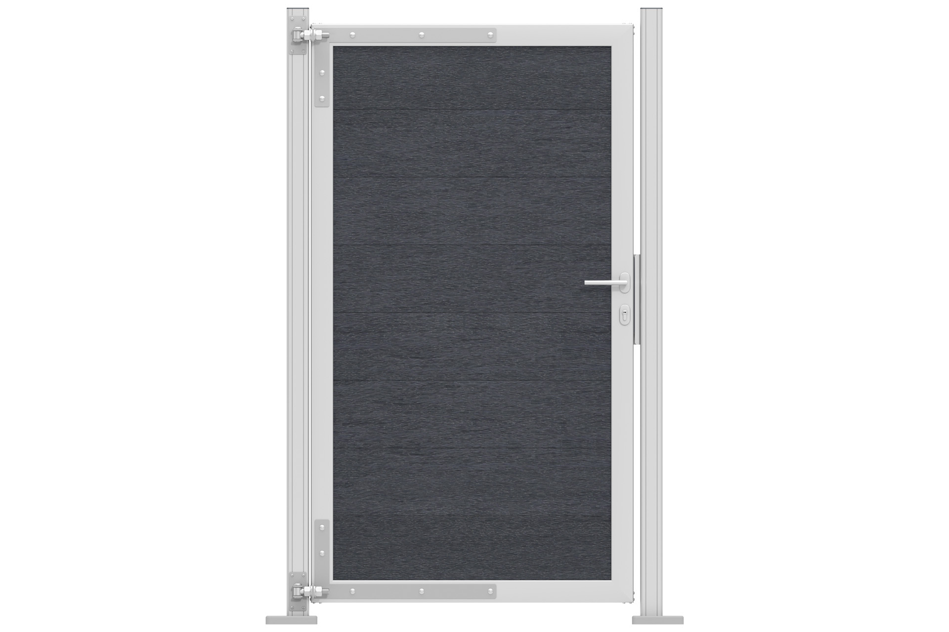 Alu-Torrahmen-silber-3 Alu-Torrahmen 100x180 cm silber inkl. Zubehör für WPC-Steckzaun
