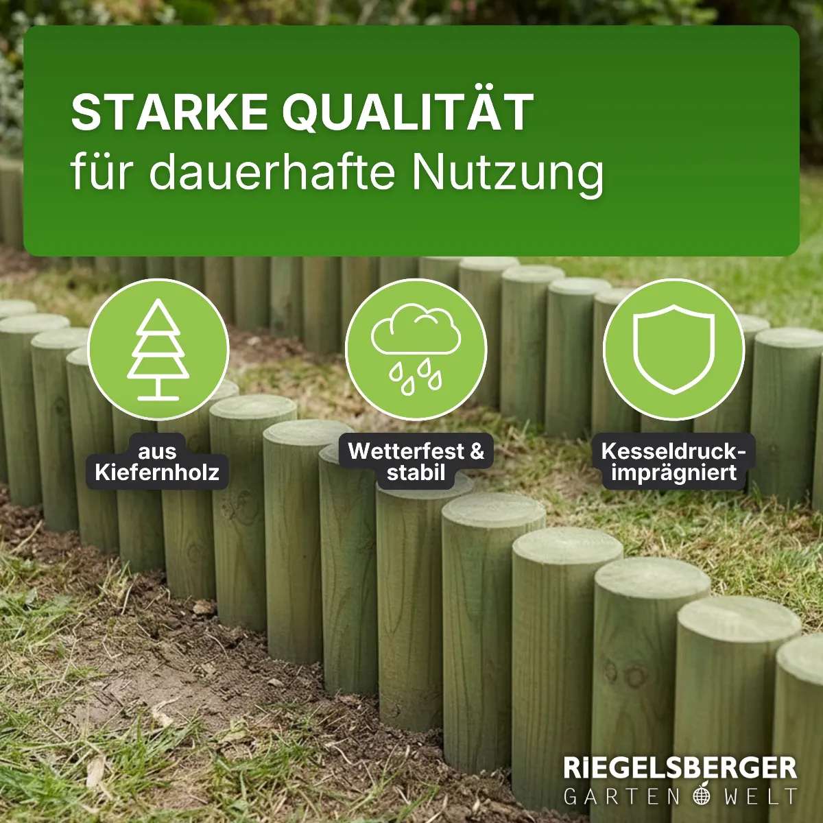 Palisade Ø 8 cm Kiefer imprägniert Rundholz Pfosten