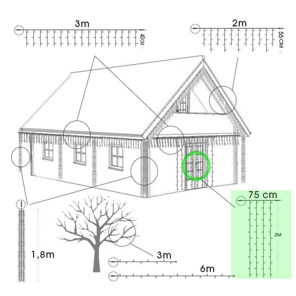PRO CONNECT Lichtervorhang 75 x 200 cm 60 LED warmweiß - IP44 für innen & außen