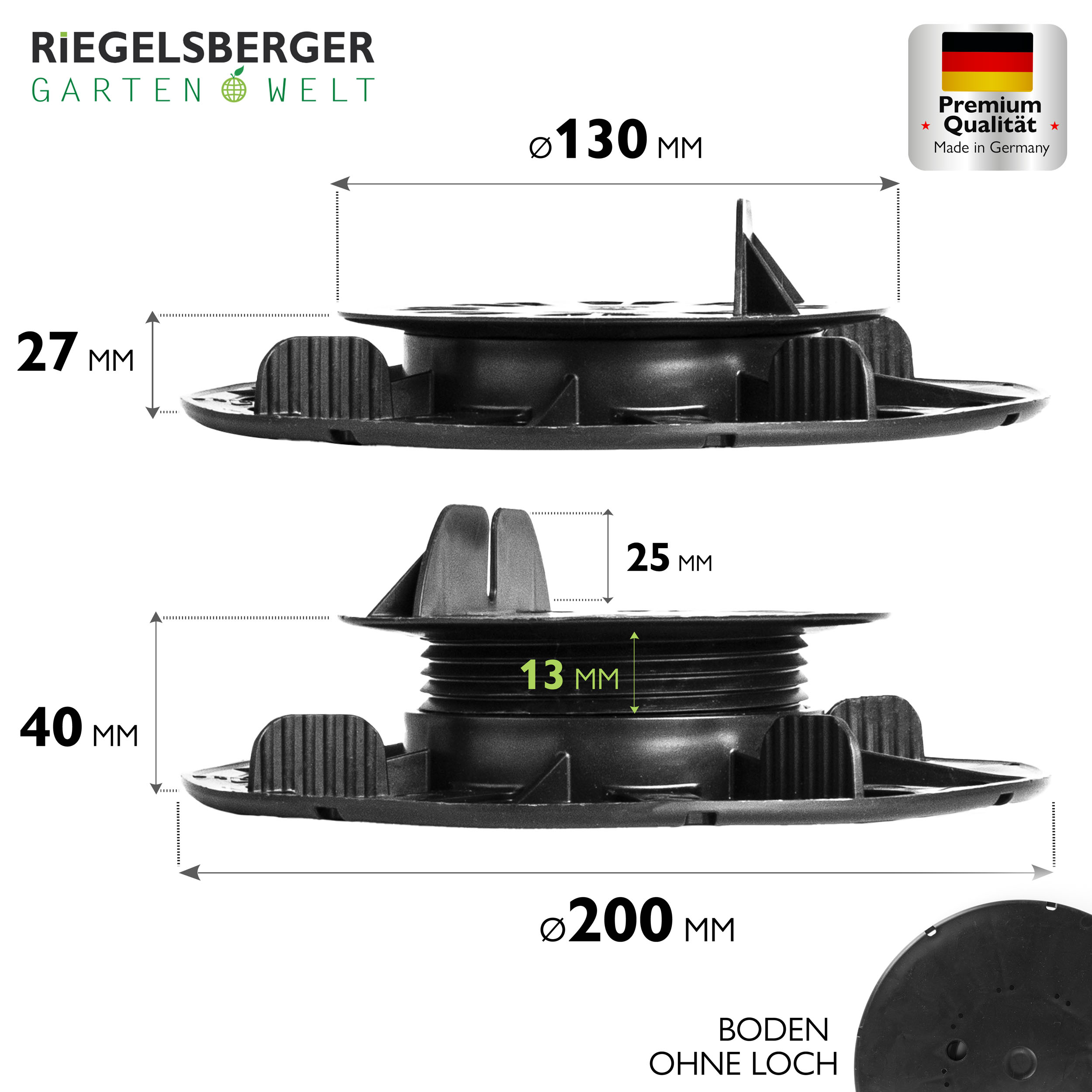 3_Size_27-40 PREMIUM Terrassenlager für Holz WPC ALU Stelzlager Balkenlager Stellfuß höhenverstellbar