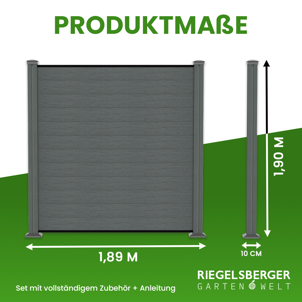 WPC-Sichtschutzzaun Komplett-Set Steckzaun
