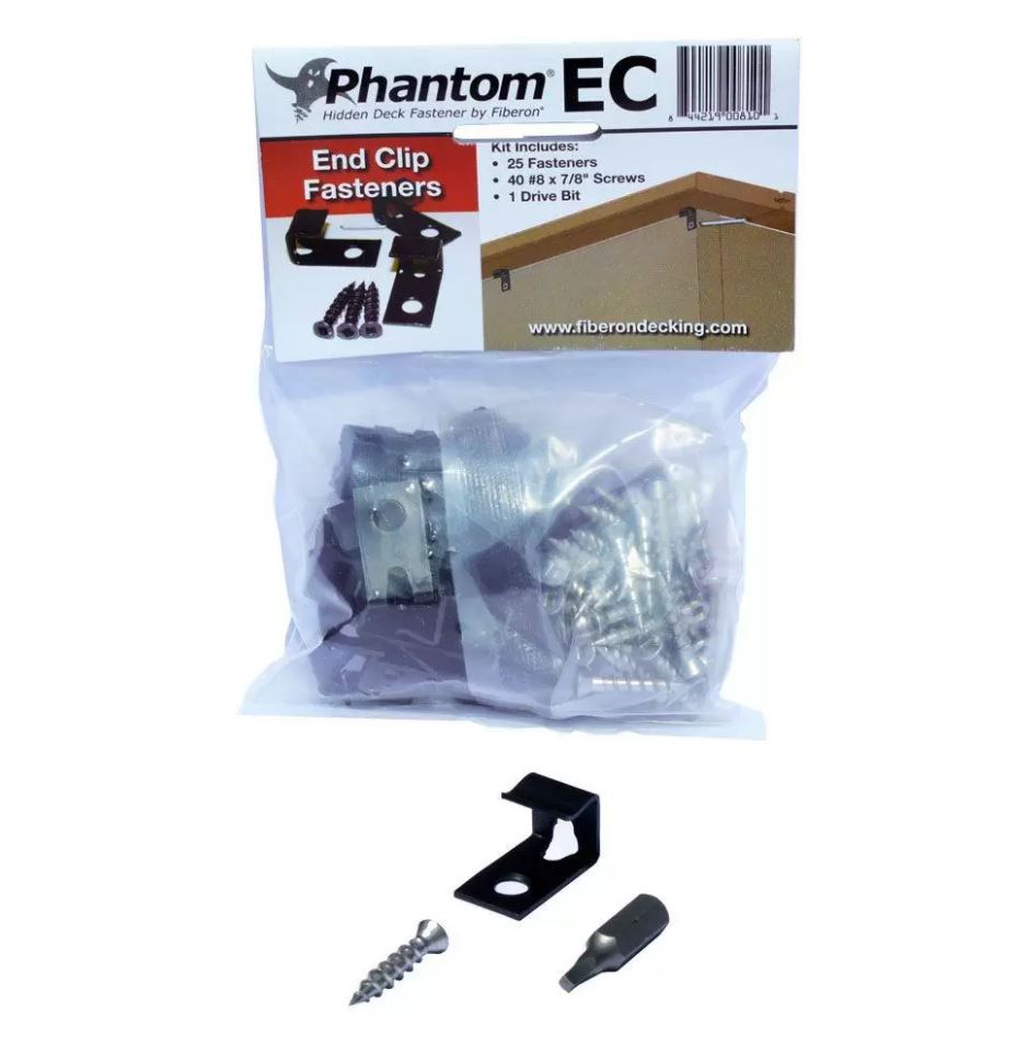 507205_ 25 Stk. End- / Startclips Phantom EC inkl. Edelstahl-Holzschrauben für Fiberon Terrassendielen