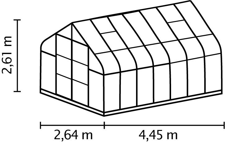 Gewächshaus Dione 11500 ESG3mm, smaragd inkl. Fundament