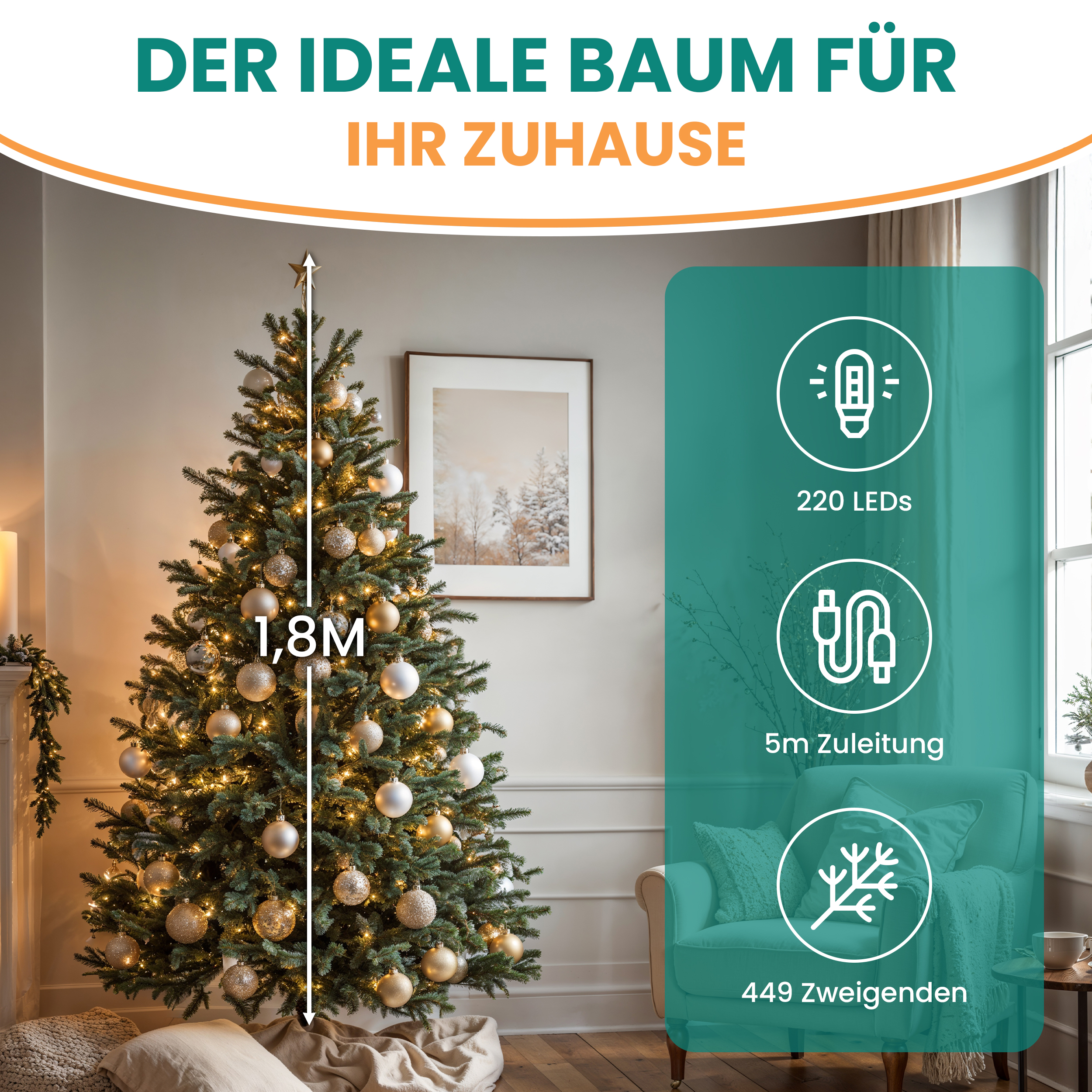 4wZSKTQWQ31LP0 Künstlicher Nadelbaum BonTree Fichte Weihnachtsbaum Christbaum PE/PVC-Mix