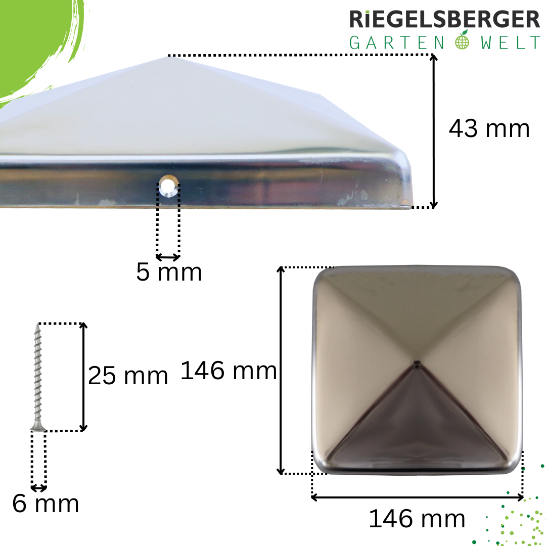 57arAADiMq7ayA Pfostenkappe Edelstahl Pyramide Zaunkappe Kappe für Pfosten V2A