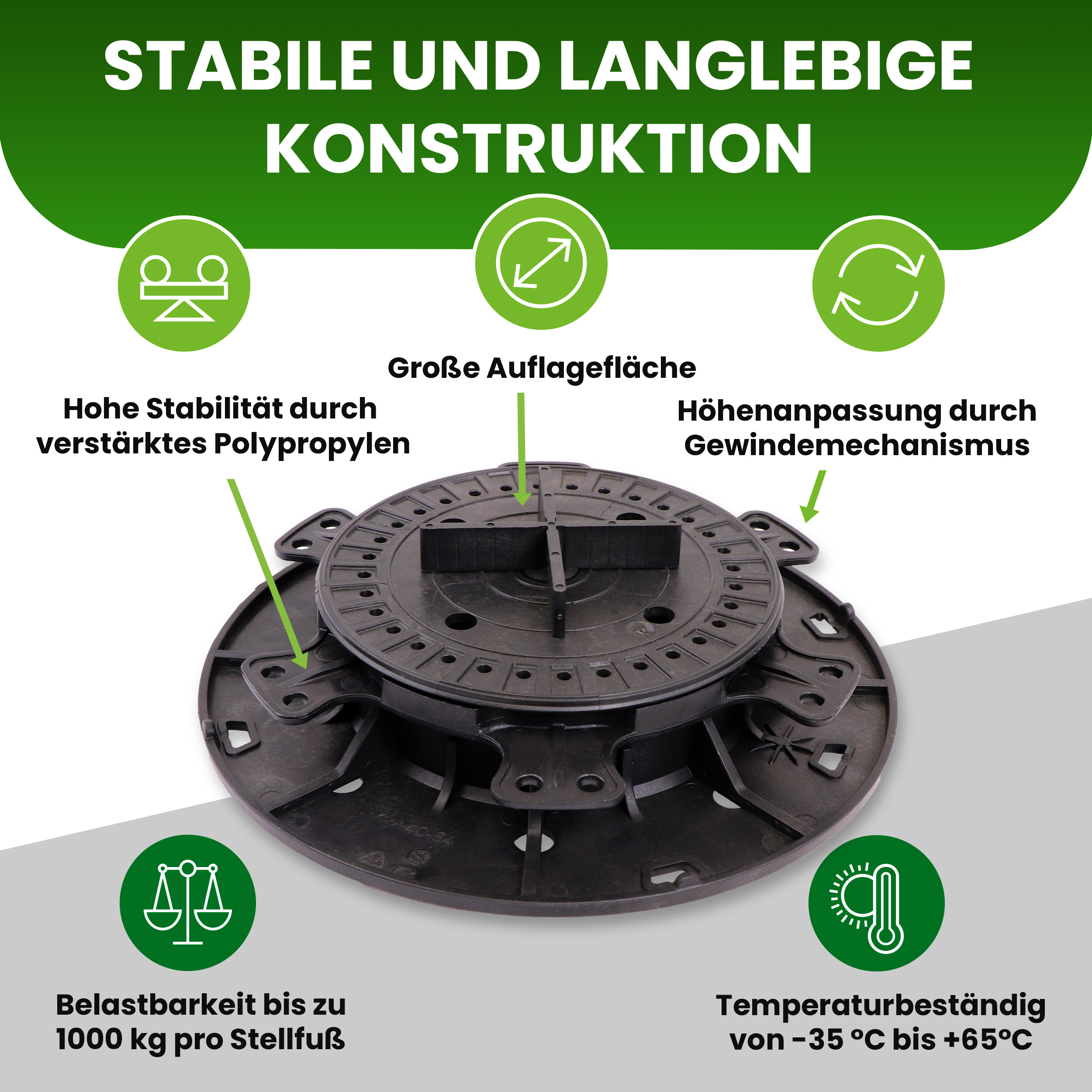 4EKSCIseE1gkcy 1 Karton Plattenlager PRO inkl. Trittschutz-Pad 2 mm Terrassenlager für Beton Stein Keramikplatten