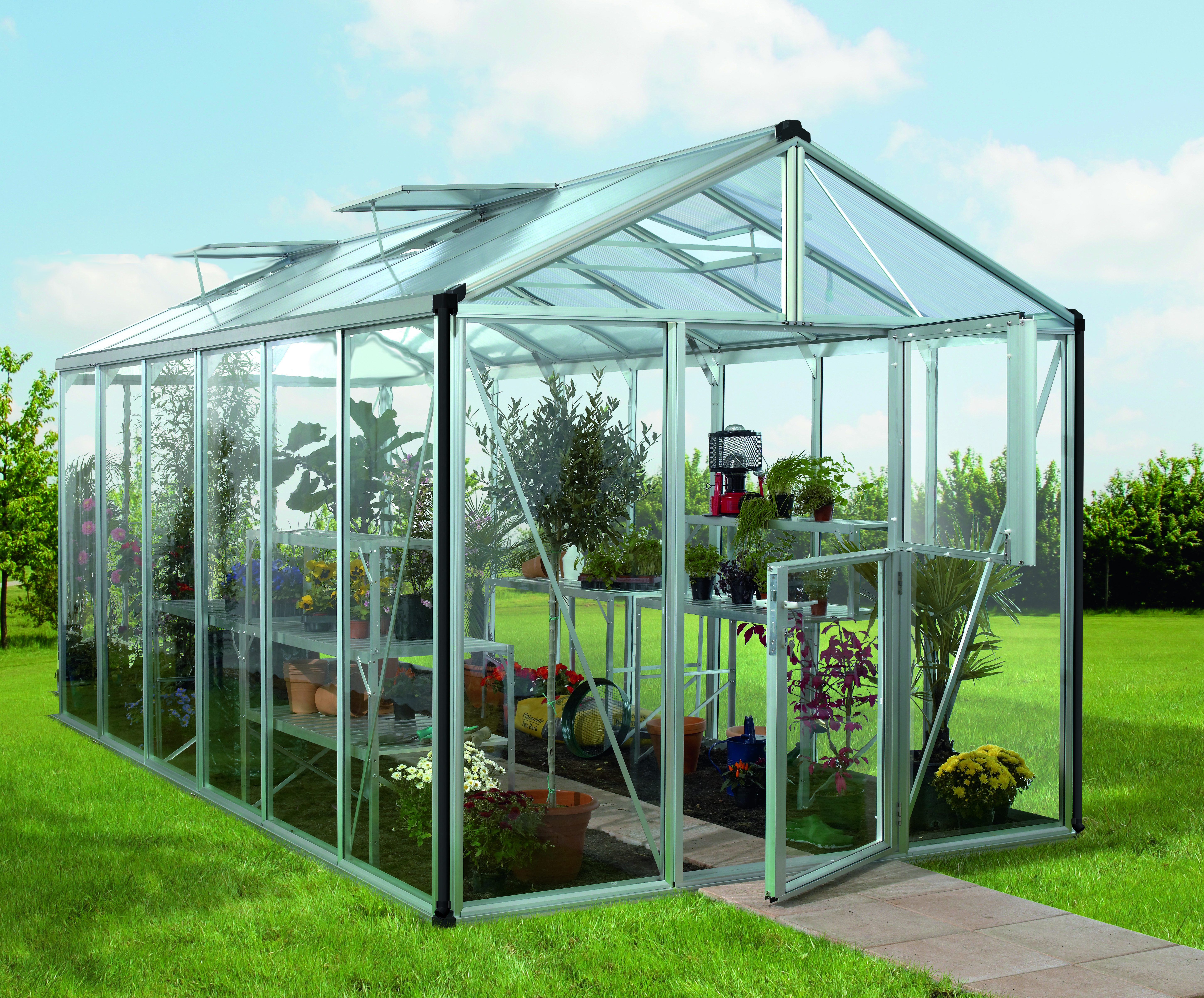 Gewächshaus Zeus 11900 ESG 3mm u. HKP 10mm, alu