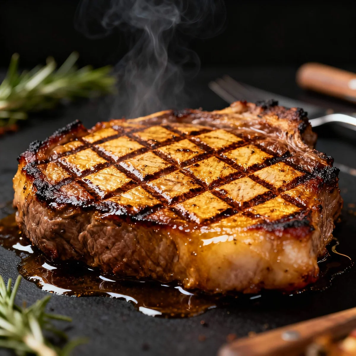 Perfekt gegrilltes Steak mit Grillmuster