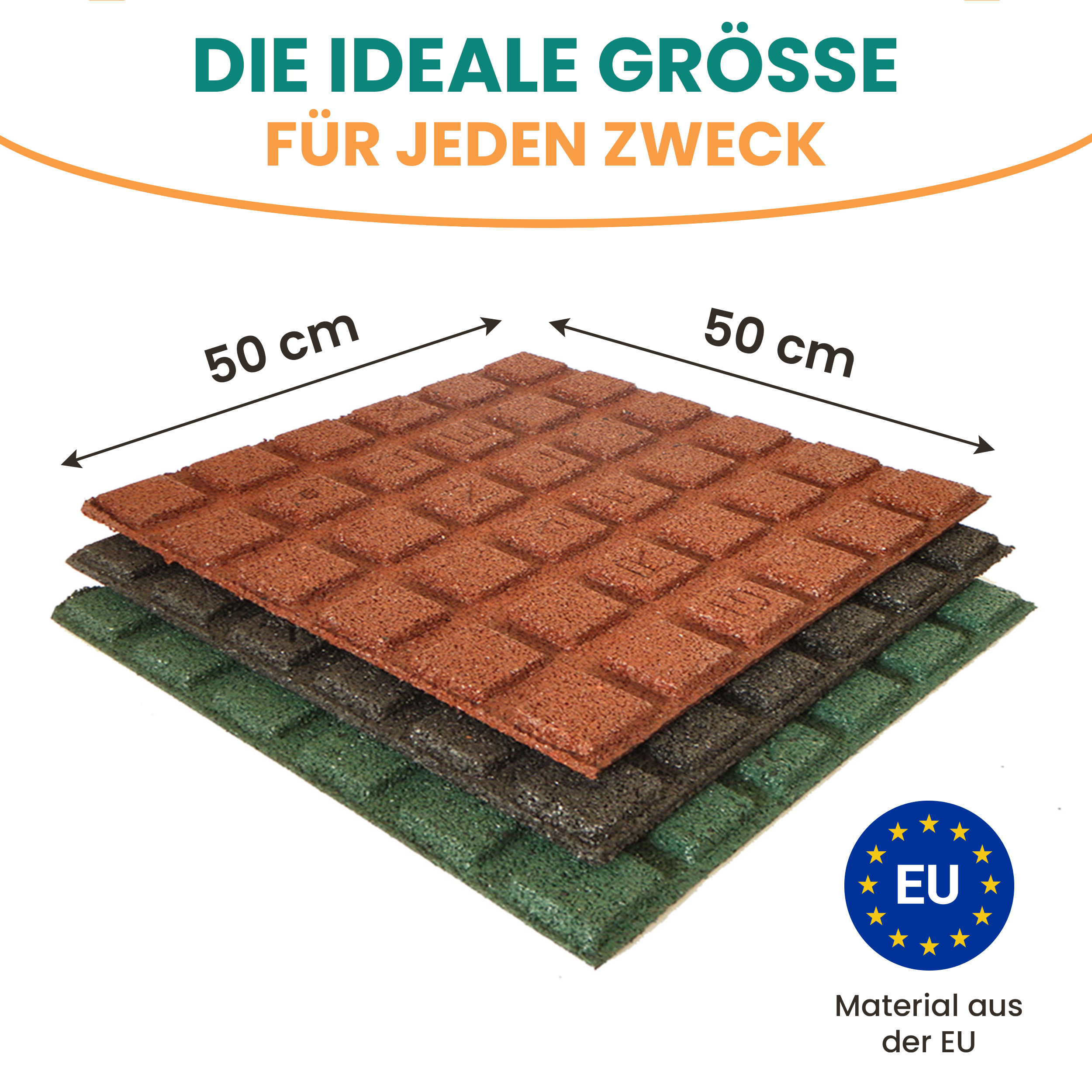 3BokhQEC7Dx0aC Fallschutzmatte 50x50 cm Gummimatte für Spieltürme Schaukel Rutsche Outdoor