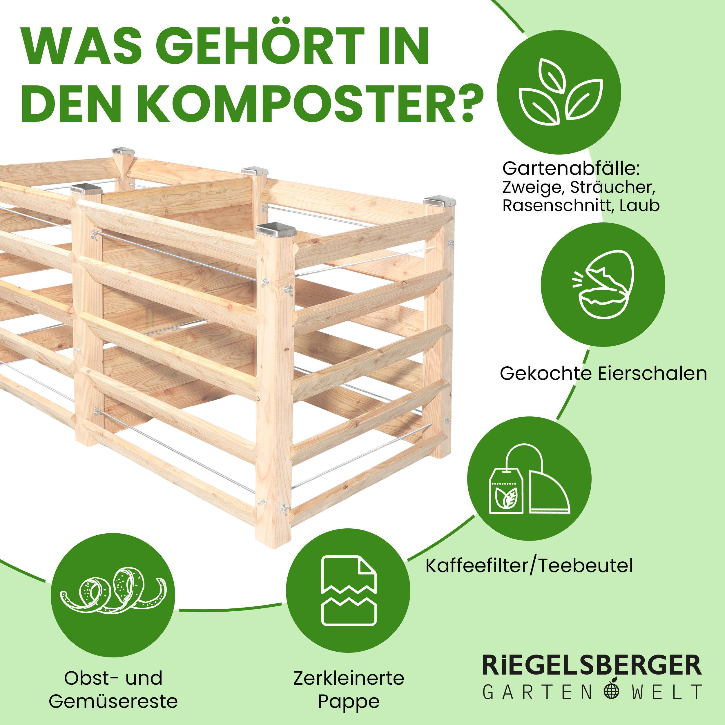 Moderner Komposter Duo 80x153xH80 cm aus Lärchenholz Massivholz Steckkomposter Kompostsilo Holzkomposter