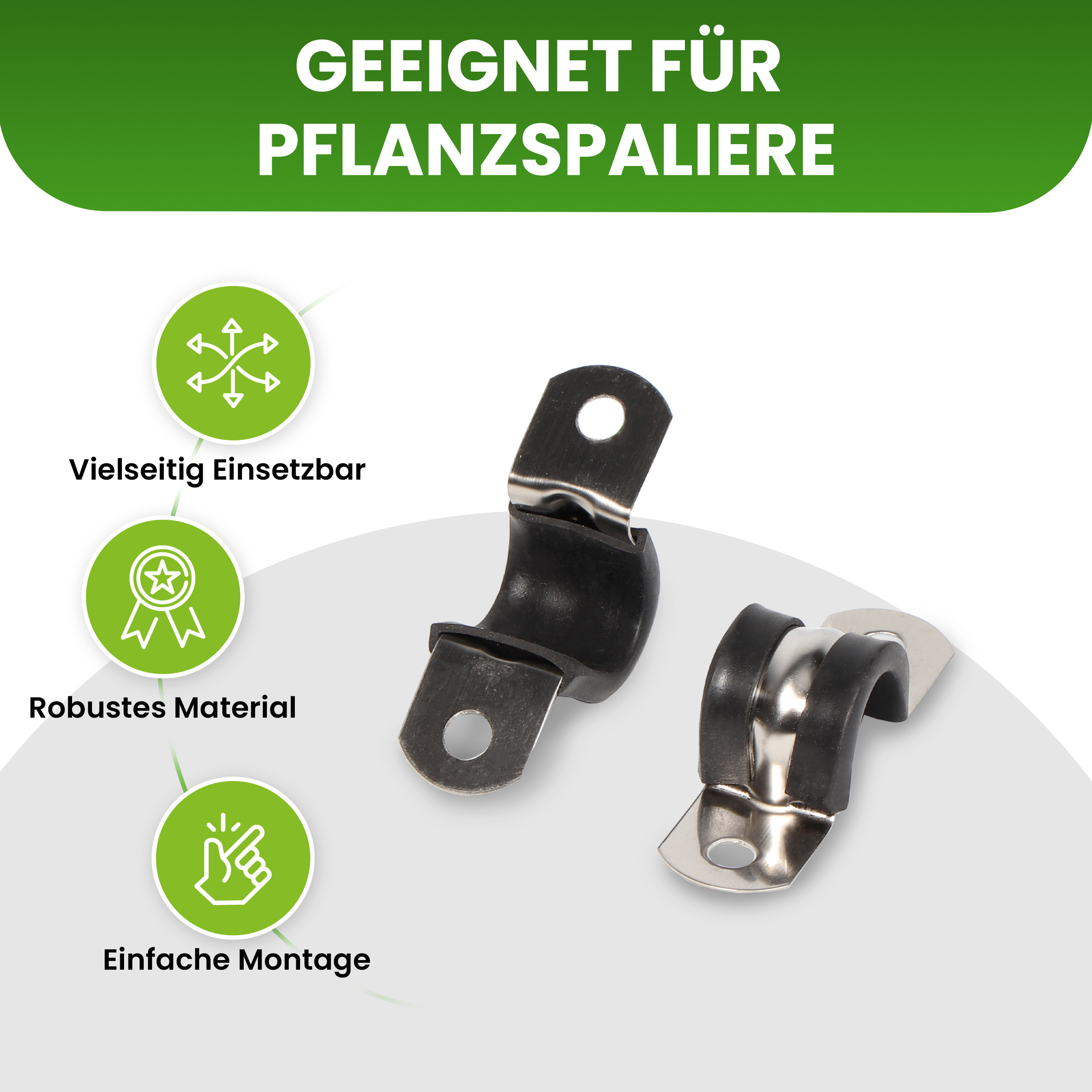 4er Set Wandhalterung für Spalier Ø14 mm Wandbefestigung Rankhilfe 4er Set Wandhalterung für Spalier Ø14 mm Wandbefestigung Rankhilfe