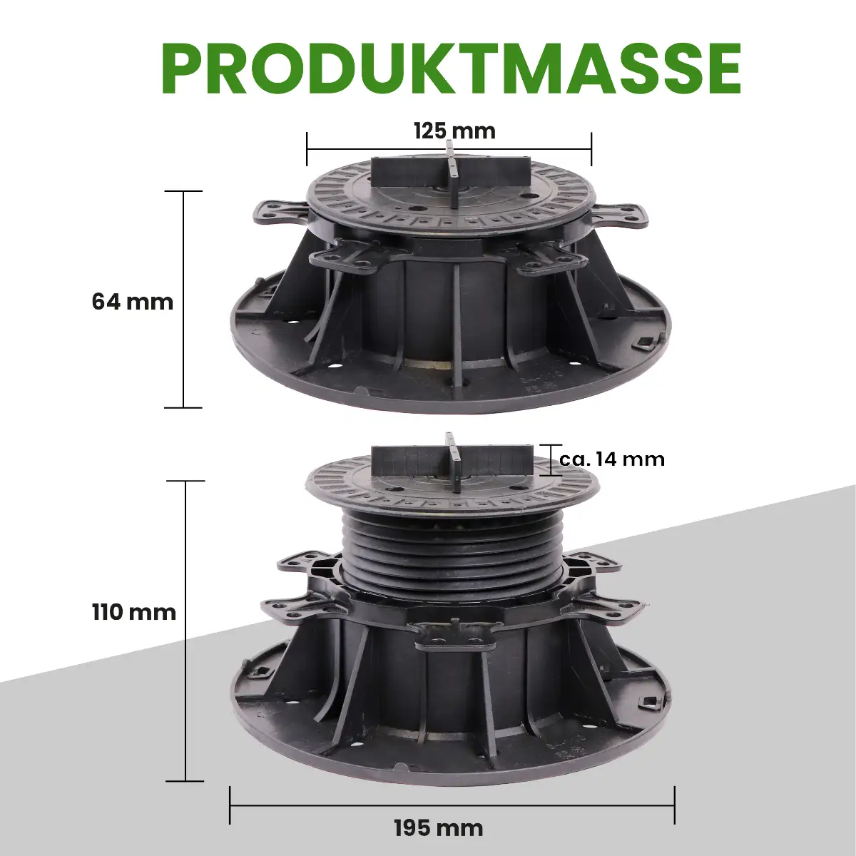 Plattenlager Pro justierbar 64–110 mm für Terrassenplatten