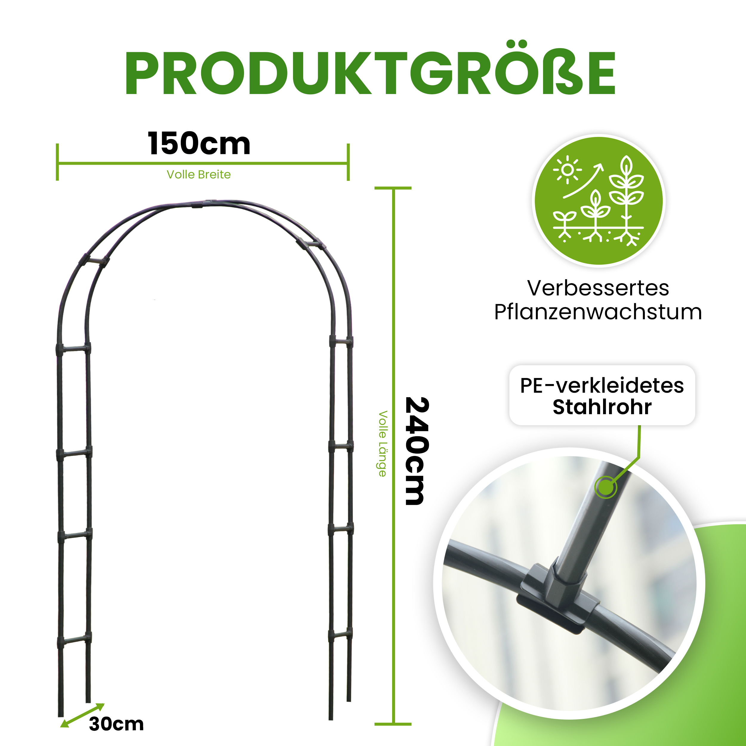 Rosenbogen schwarz Gartendeko Rosenspalier Torbogen Rankhilfe für Kletterpflanzen Rosen