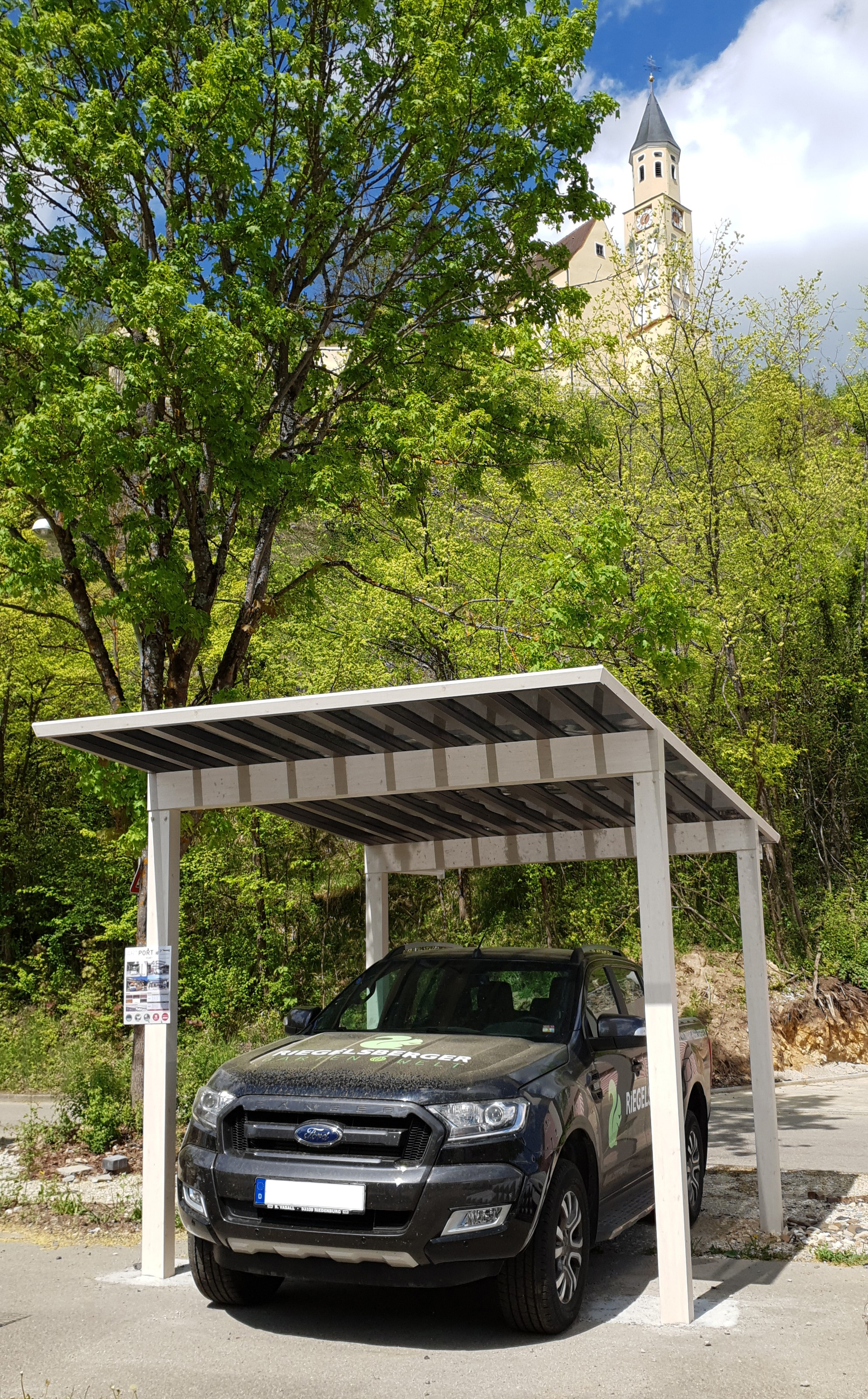 20180430_133043 Takasho ARTPORT Single 3x5m (4 Pfosten) Pinie weiss/Clear Matt 99050