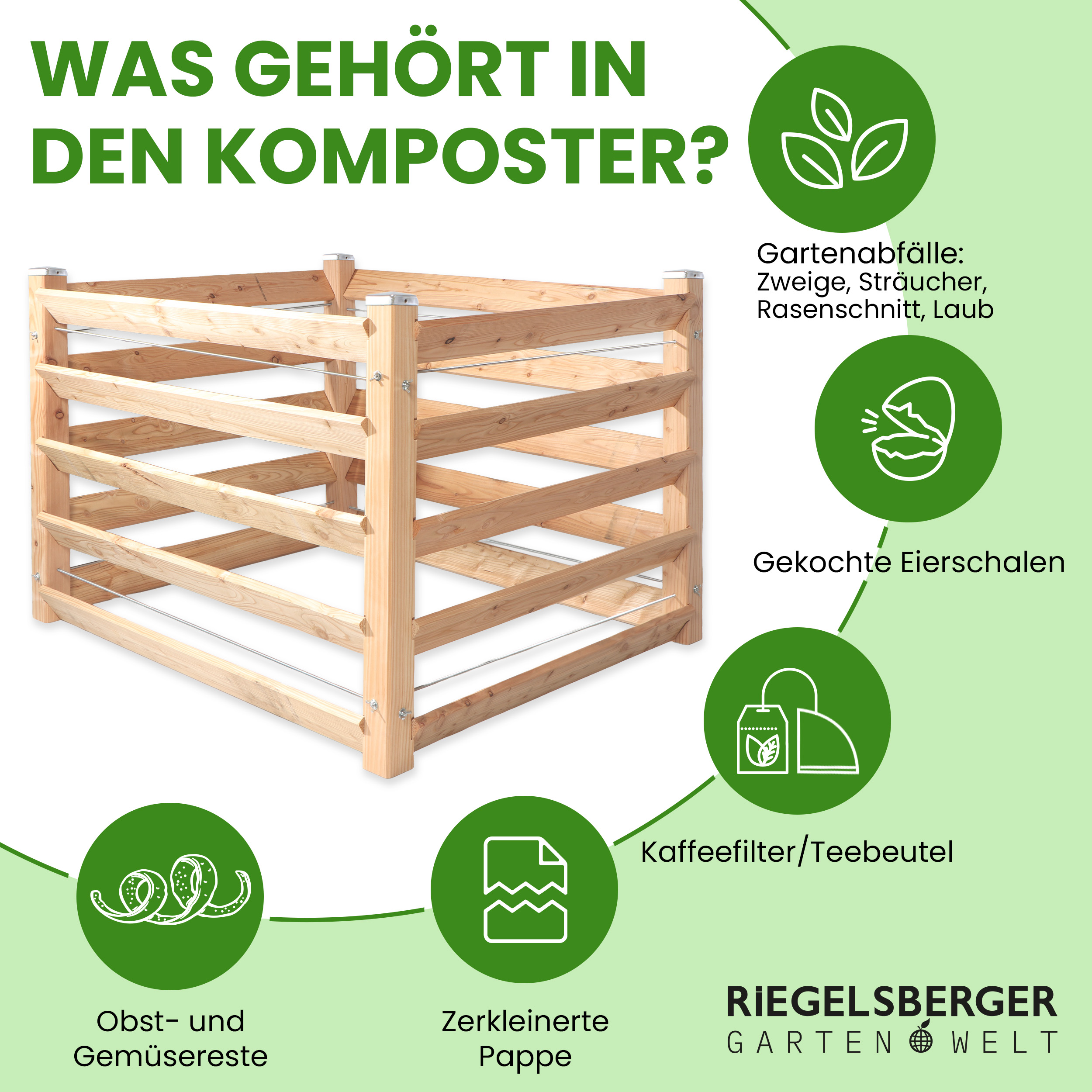 Moderner Komposter Single 100x120xH80 cm aus Lärchenholz Massivholz Steckkomposter Kompostsilo Holzkomposter