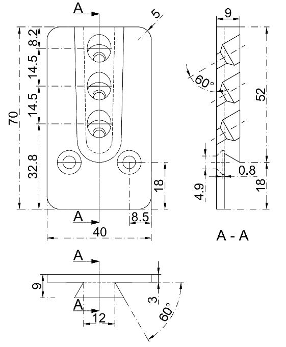 Pitzl Verbinder HVP Standard für Holz-Holzanschluss Maße 40 x 70 x 12 mm