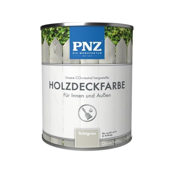 Holzdeckfarbe_lichtgrau PNZ Holzdeckfarbe Wetterschutzfarbe UV Schutz dauerhafter deckend für Innen und Außen