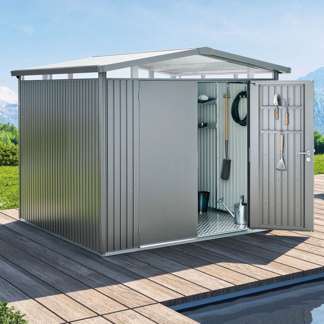 Biohort Gerätehaus Panorma Gr. P4 (quarzgrau-metallic mit Standardtür)