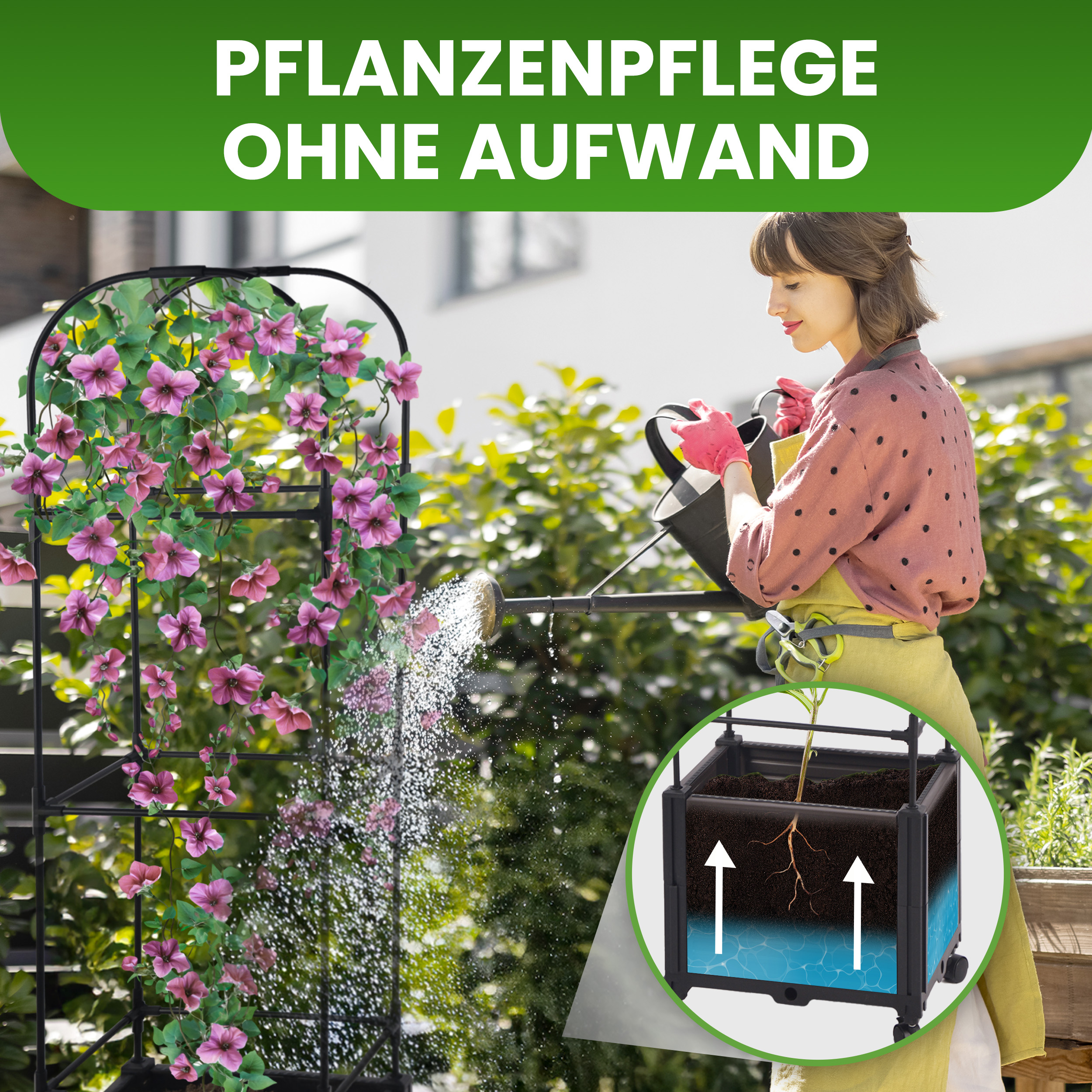 Blumenkasten Set mit Rankhilfe 3 Ebenen 41x30xH155 cm Pflanzgefäß auf Rädern Blumenkasten Set mit Rankhilfe 3 Ebenen 41x30xH155 cm Pflanzgefäß auf Rädern