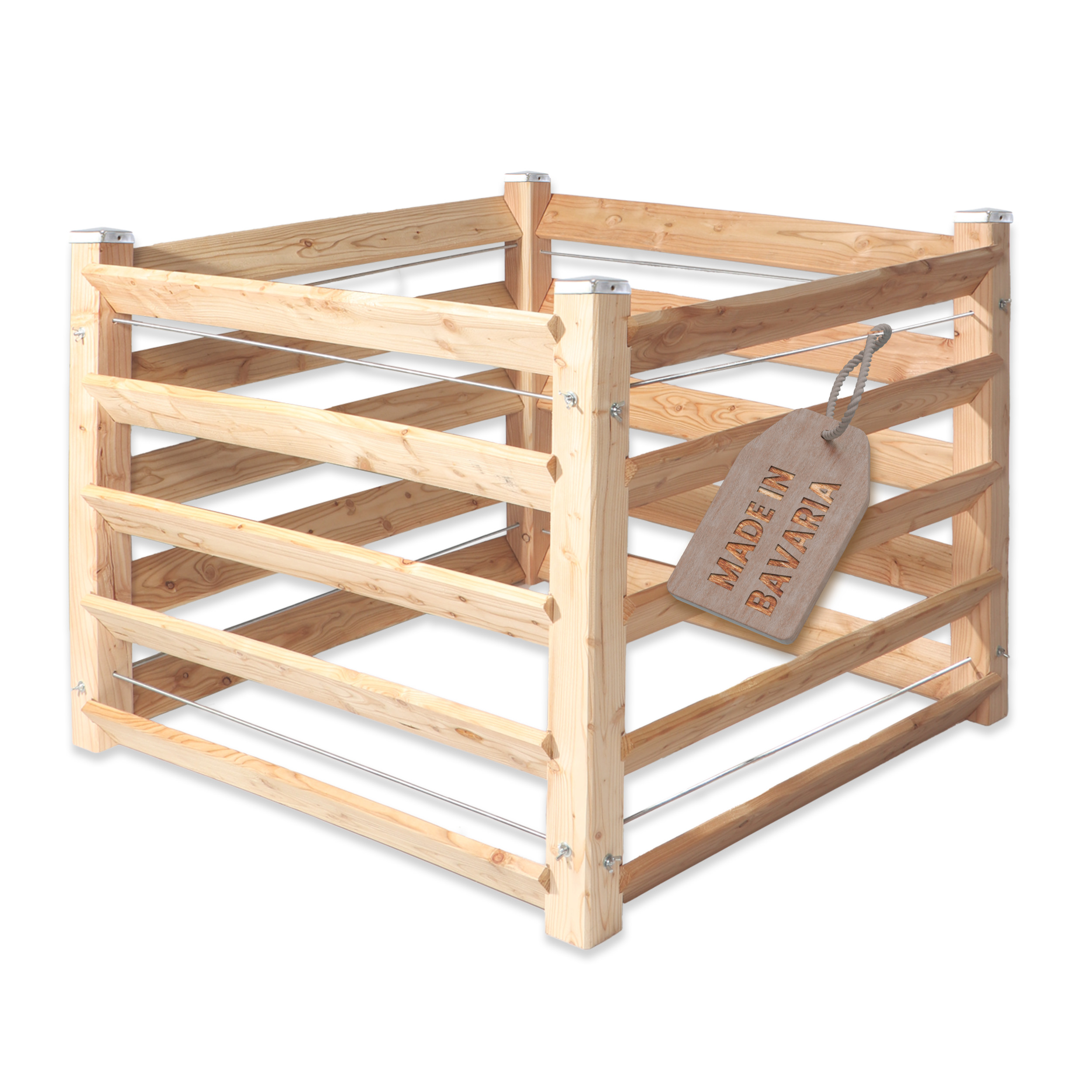 Moderner Komposter Single 80x100xH80 cm aus Lärchenholz Massivholz Steckkomposter Kompostsilo Holzkomposter