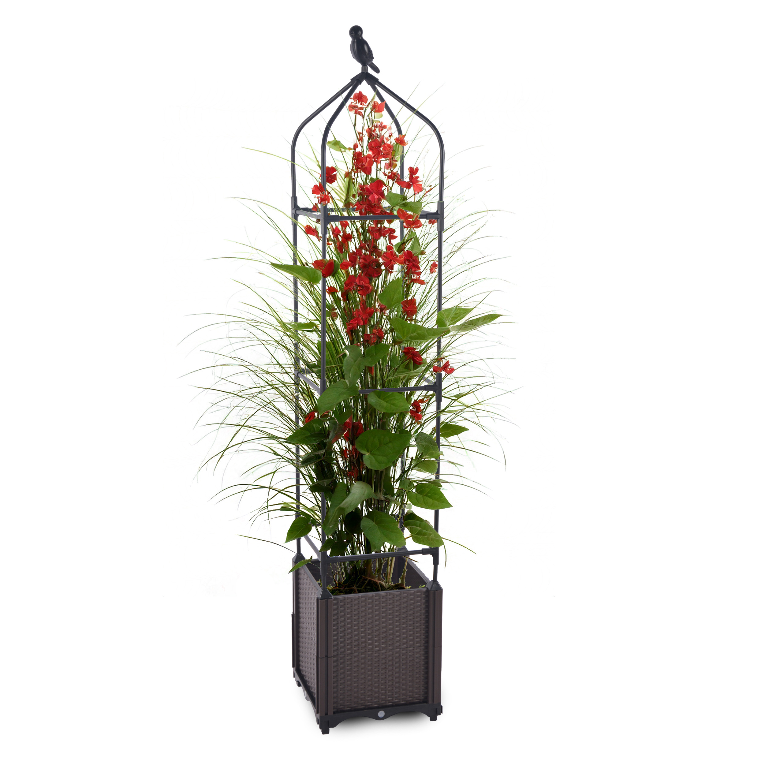 Blumenkasten Set mit Rankhilfe 3 Ebenen 30x30xH160 cm Pflanzgefäß für Garten Terrasse