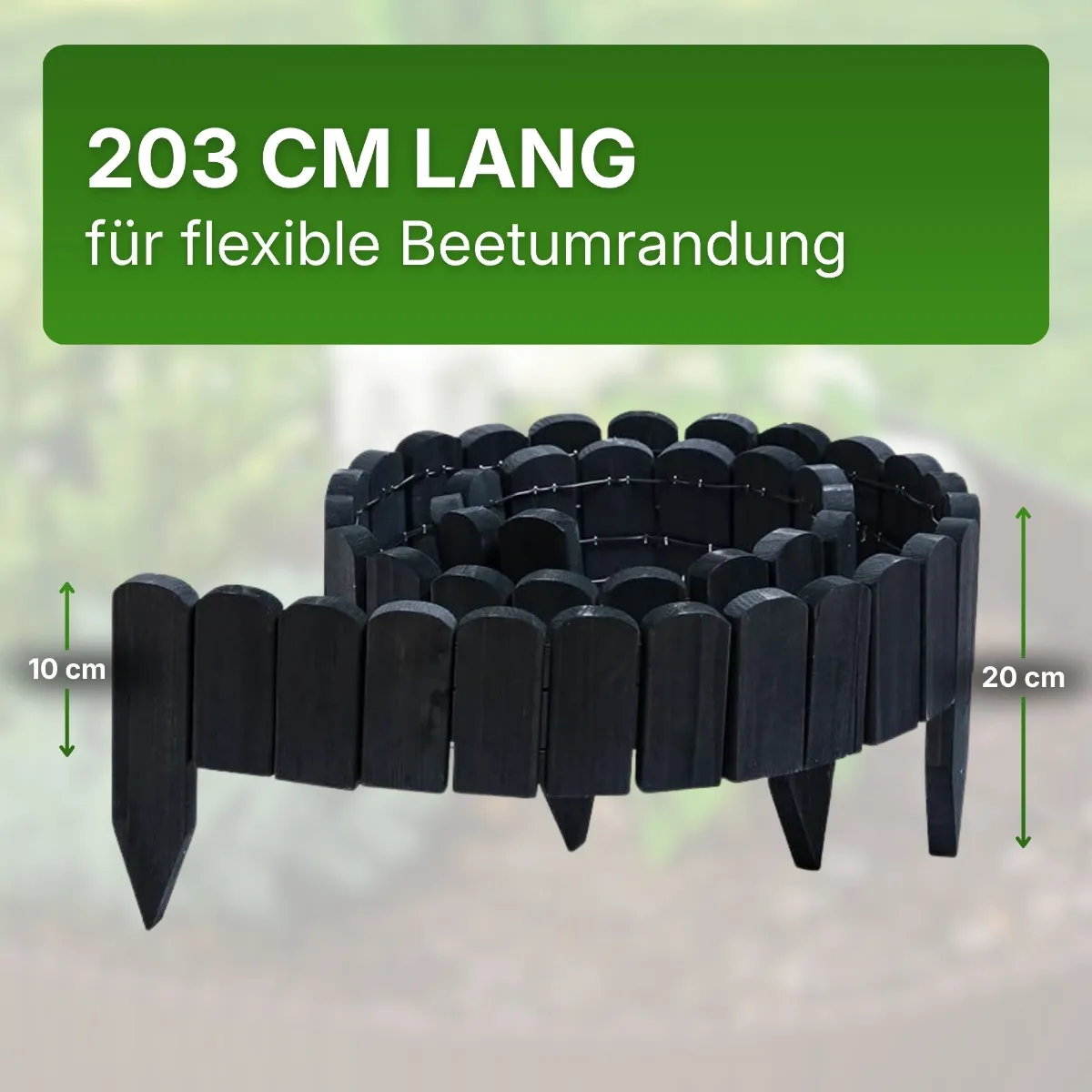 Rollboarder Umzäunung Mähkante Holzzaun Tannenholz Länge 203 cm