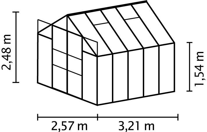 Gewächshaus Uranus 8300 ESG3mm, schwarz -Set