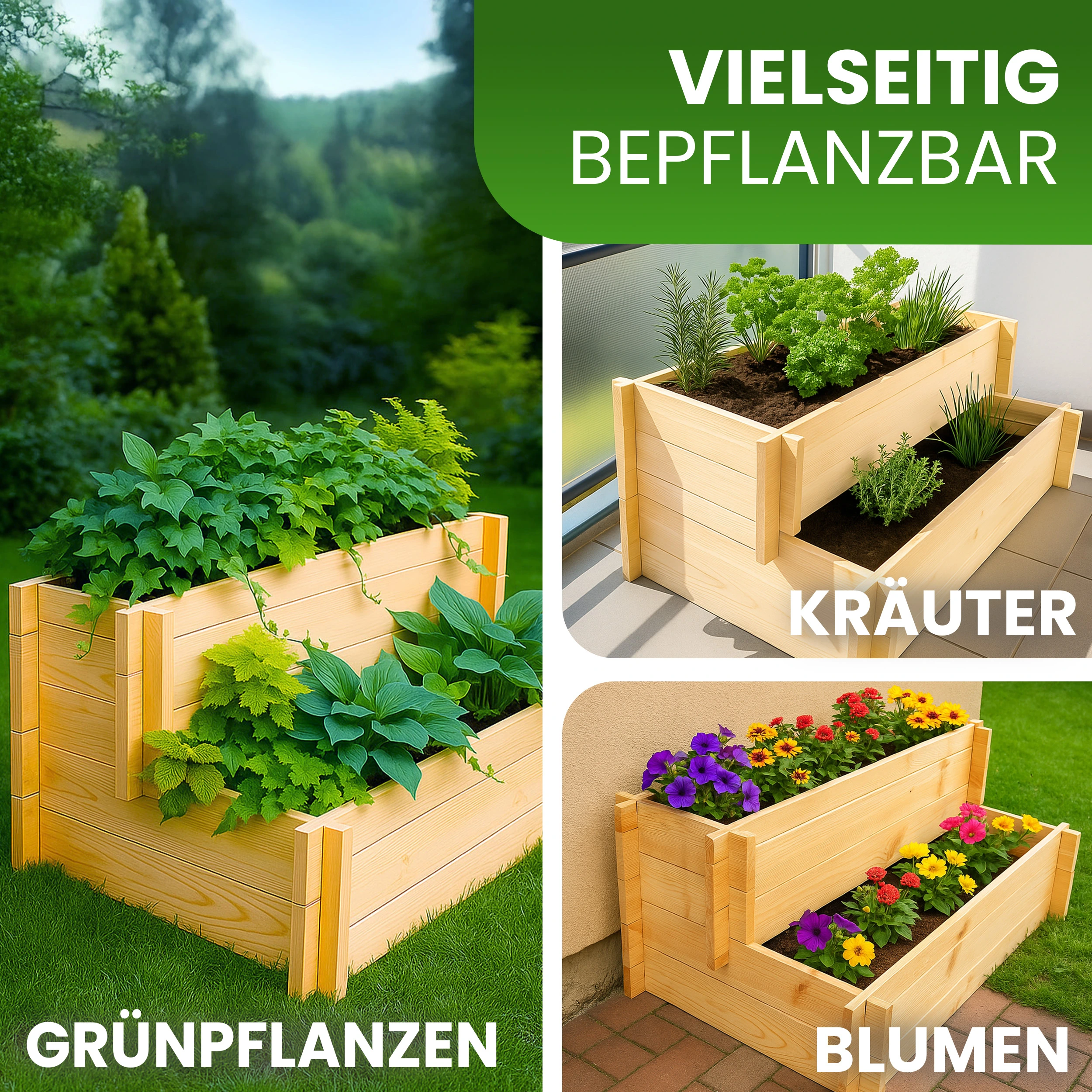 Stufenbeet aus Kiefer natur Pflanzkasten Beet für den Garten Pflanztreppe Stufenbeet aus Kiefer natur Pflanzkasten Beet für den Garten Pflanztreppe