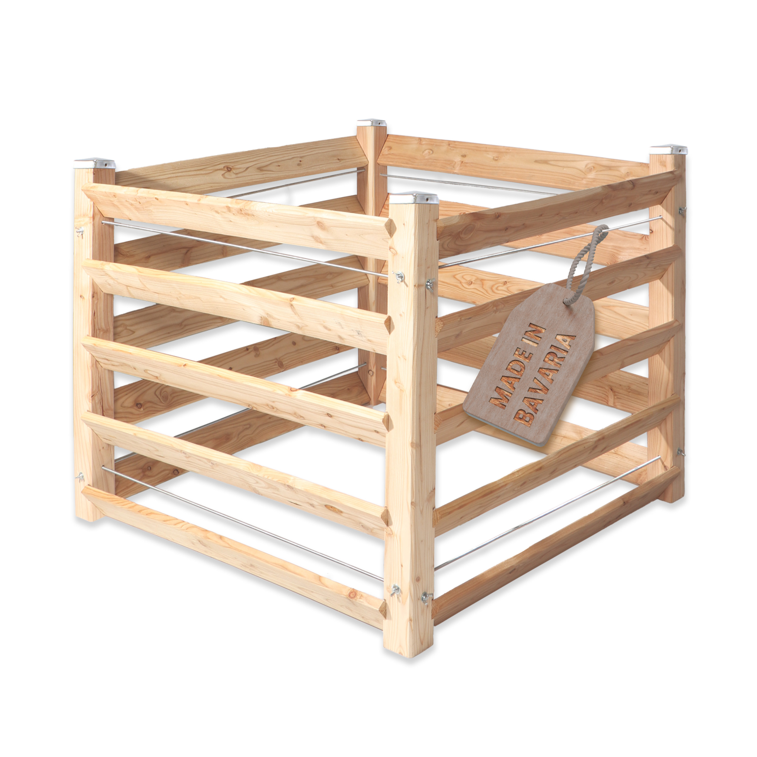 Moderner Komposter aus Lärchenholz Massivholz Steckkomposter Kompostsilo Holzkomposter