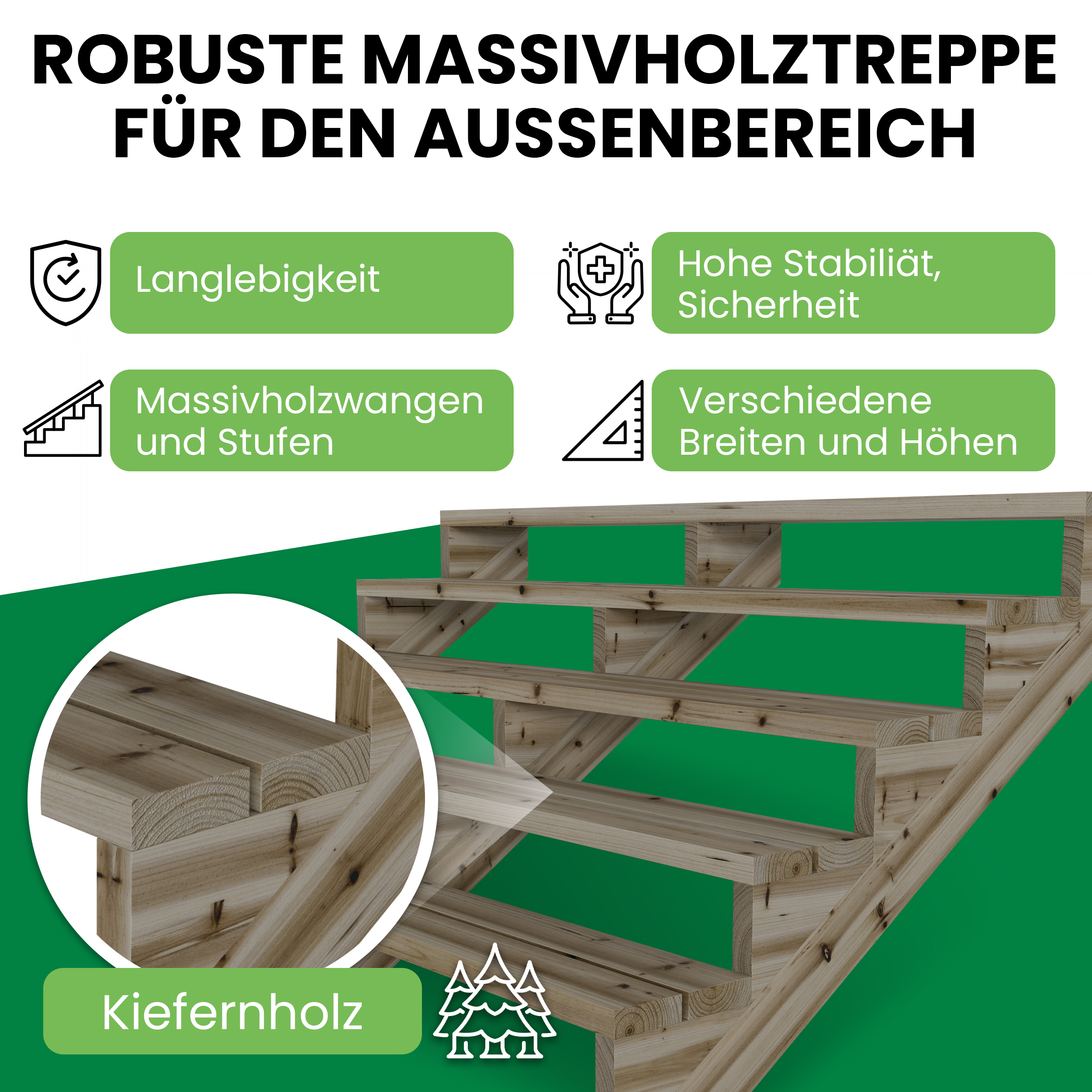 02bPGLd3W9e0043 Terrassentreppe Kiefer kesseldruckimprägniert Treppe mit Stufen Wangentreppe Breite