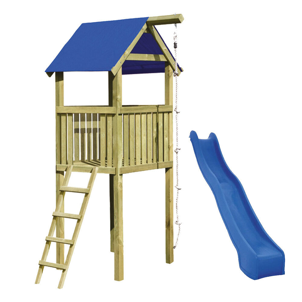 Spielturm Alto mit Sandkasten Höhe 350 cm Kletterturm für den Garten aus Holz 9x9 cm