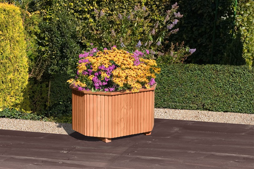 Pflanzkasten Blumenkasten aus Lärchen-Holz 8-eckig 52 x 38 x 33 cm Pflanzkübel