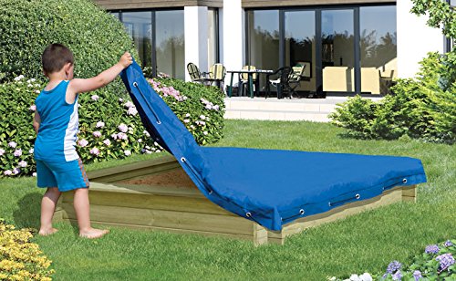 Werner_2JD9YsjEZz7hzF Sandkasten Werner 180 x 180 x H30cm inkl. Abdeckplane blau Sandkiste Buddelkiste Sand TÜV geprüft