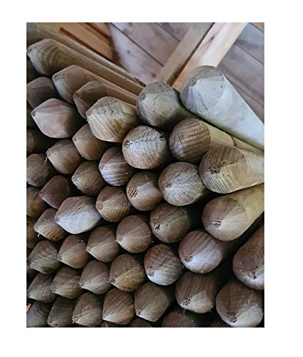 51KYHbqsa-L Zaunlatten Kiefer imprägniert Holz Zaun Latte Stakete Zaunbrett Typ D (Ø 40 mm) |