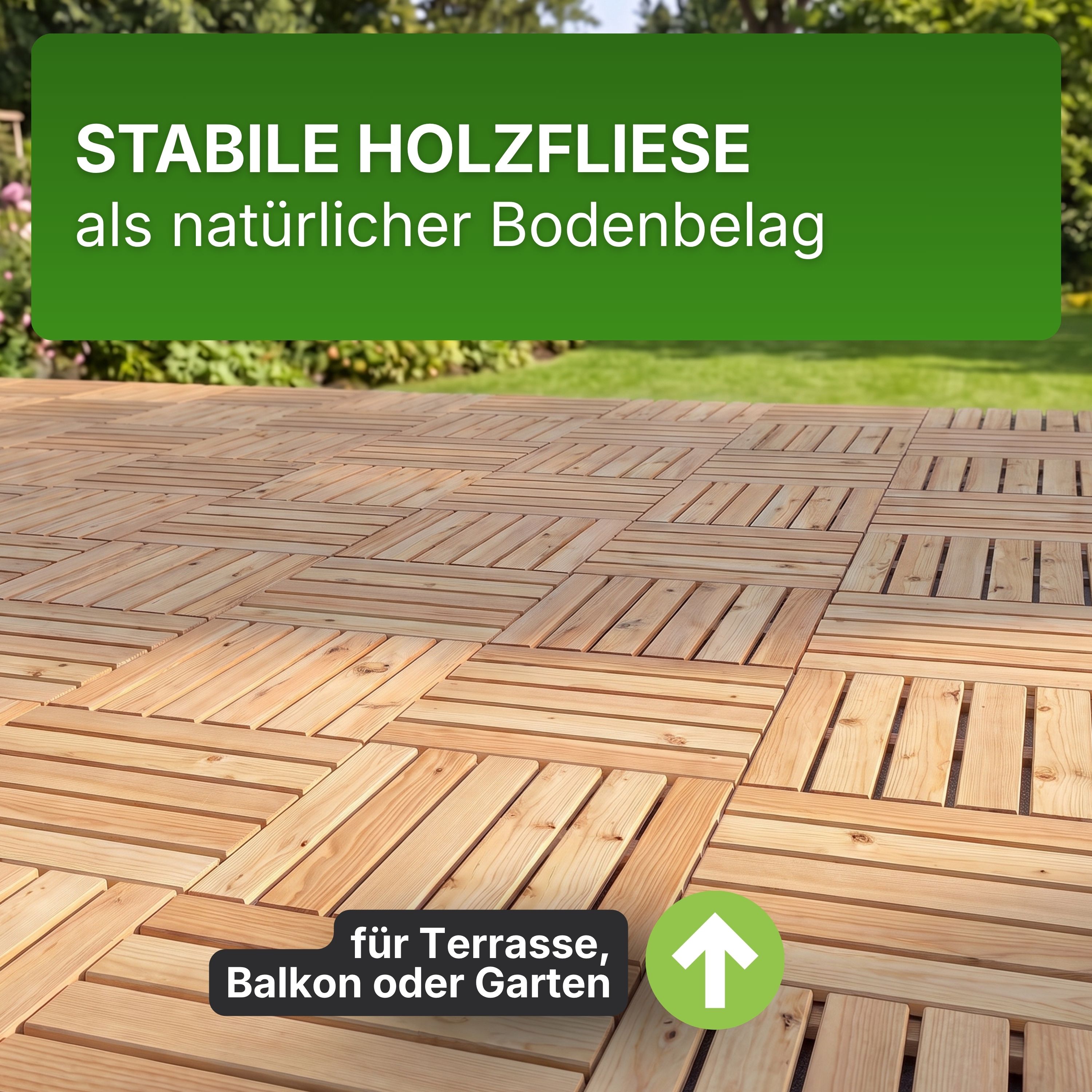 Terrassenfliese aus Lärchenholz 50x50cm Holzfliese Balkonfliese Fliese Lärche