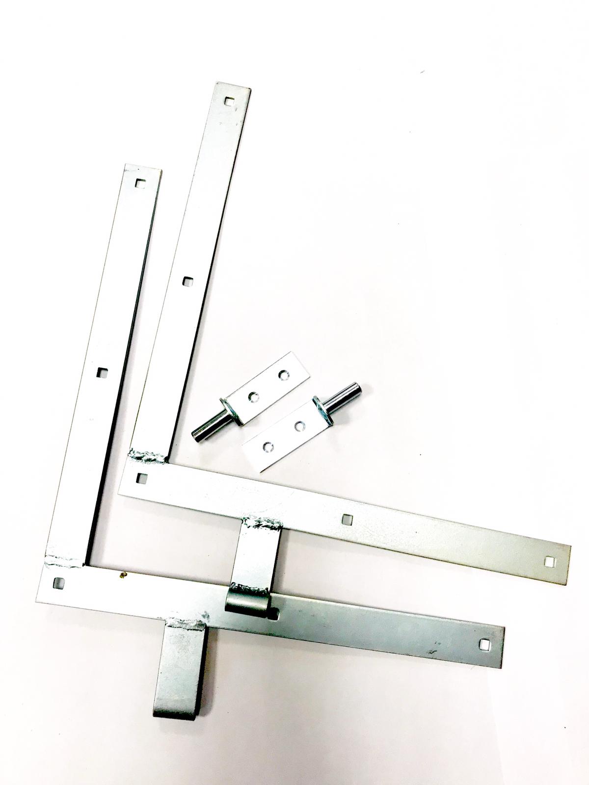 Tor-Winkelbänder-Set komplett mit Kloben 40cm aus Stahl 3 verzinkt