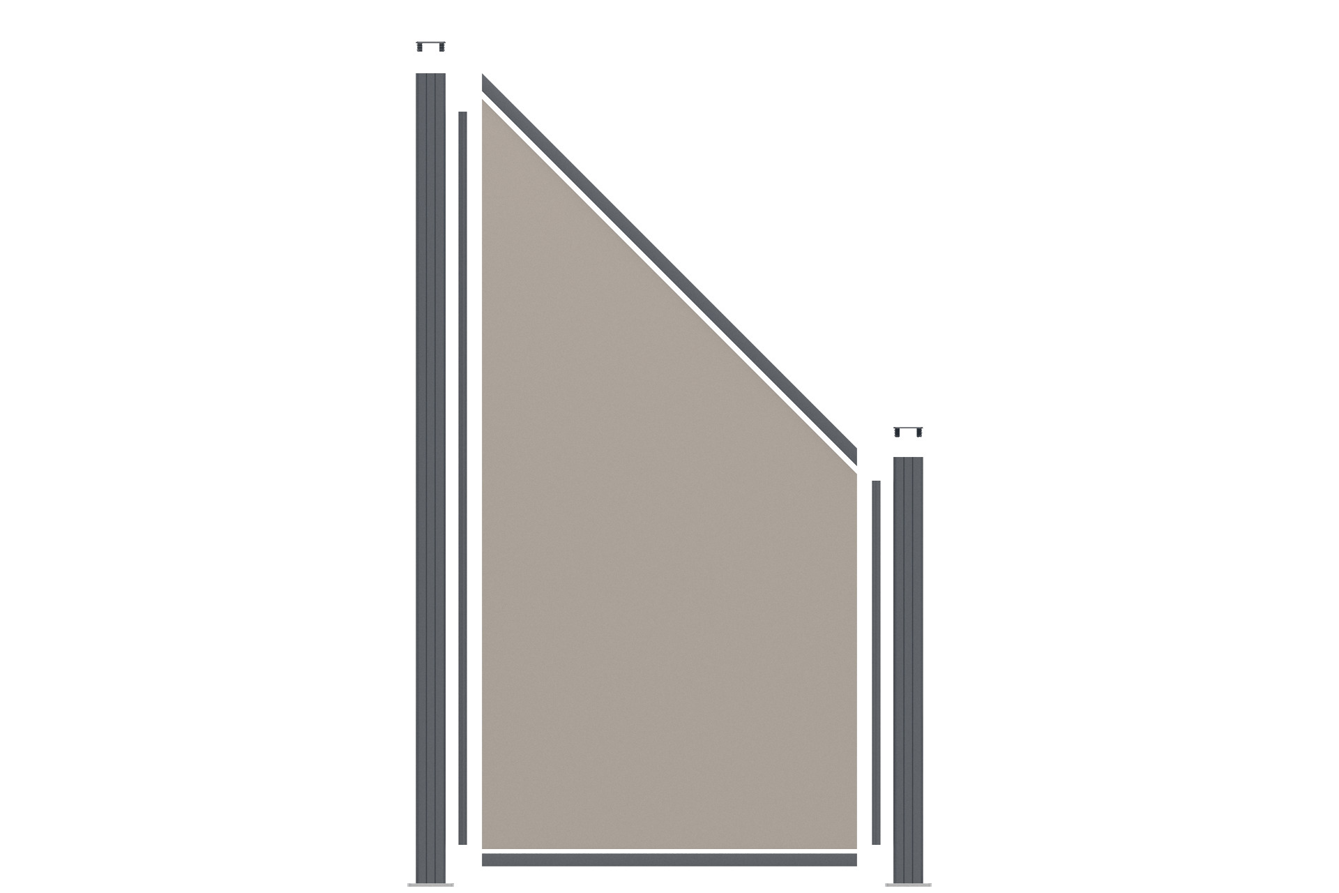 Schraegelement-terragrau_ Sichtschutz EASY-BOARDS ACP Steckzaun Schrägelement 88x176/88 cm terragrau