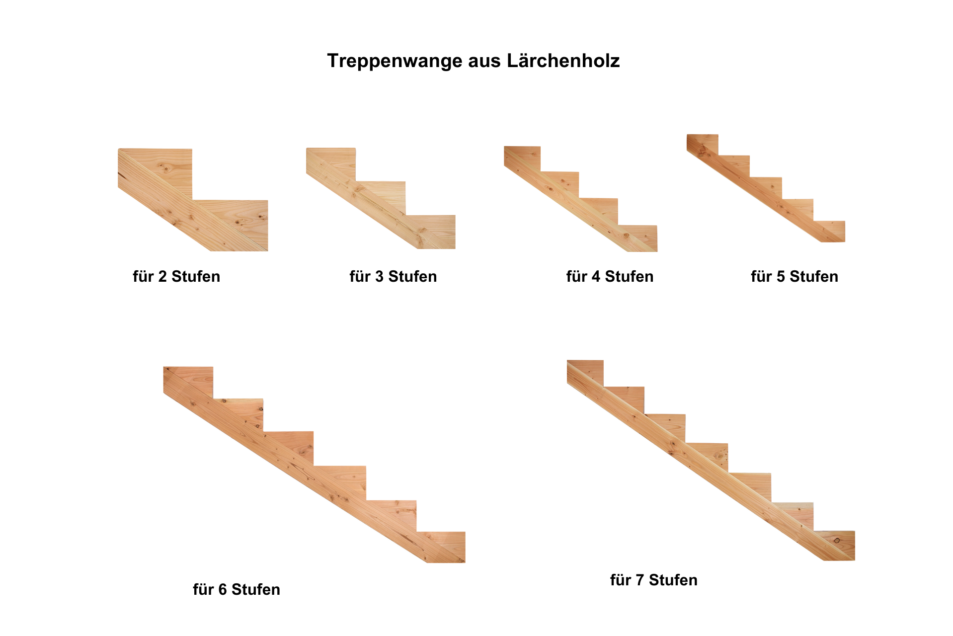 alle-Wangen Treppenwange für Stufen Massivholz Lärche 1 Stück