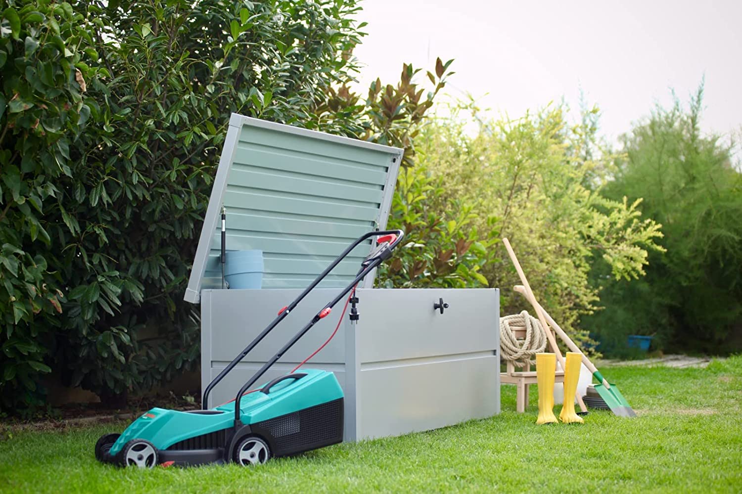 Ambiente3COZ5ewyGLHgVu Gartenbox aus Metall Kissenbox Wetterfest Gartenkiste Aufbewahrungsbox
