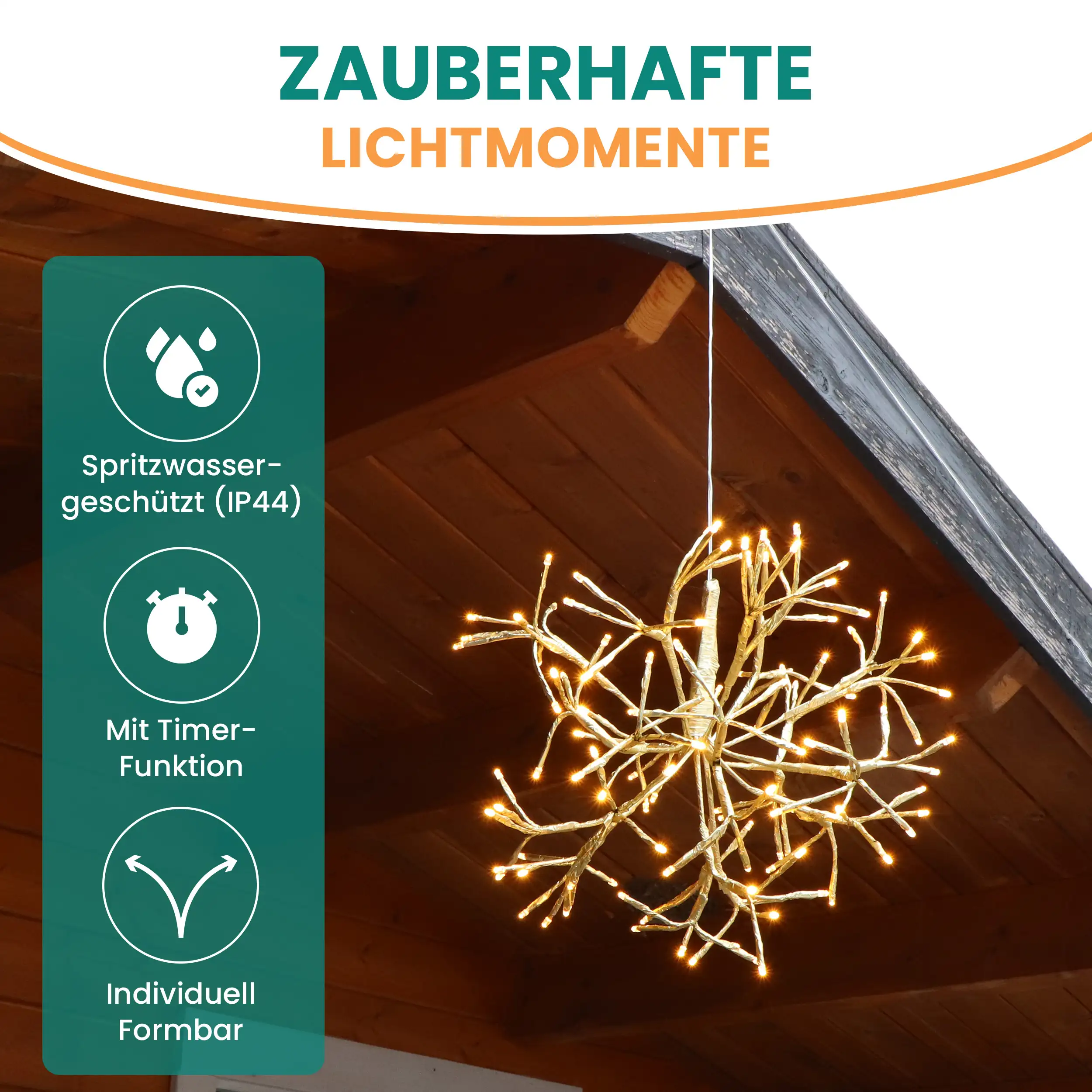 Weihnachtsdekoration Goldstern 45 cm mit 120 LED warmweiß Timer-Funktion LED-Weihnachtsstern