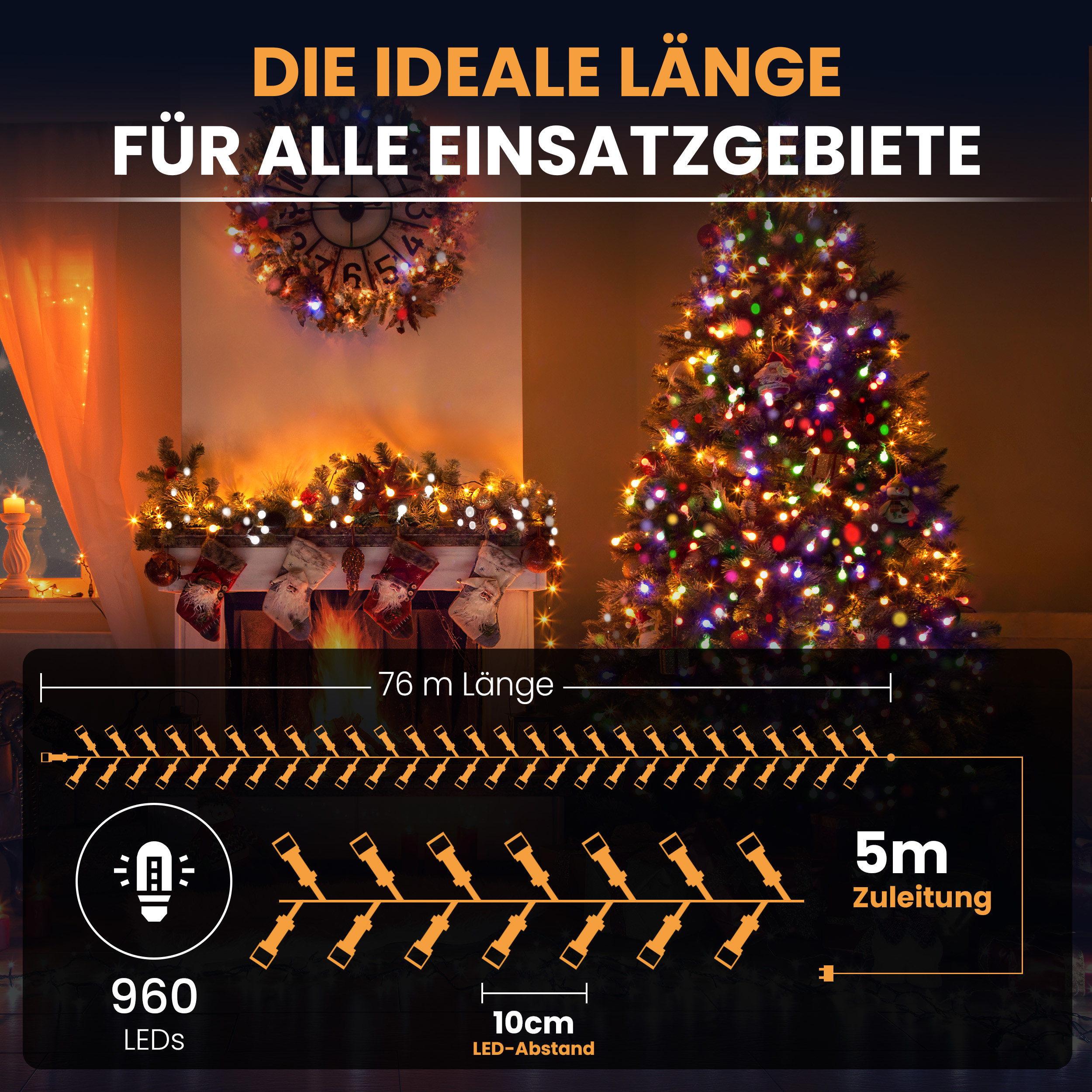 42Nkd6g8IUQlzv LED-Lichterkette Christbaum LED Lichterkette Dekobeleuchtung Timer 8 Programme Weihnachtsbeleuchtung