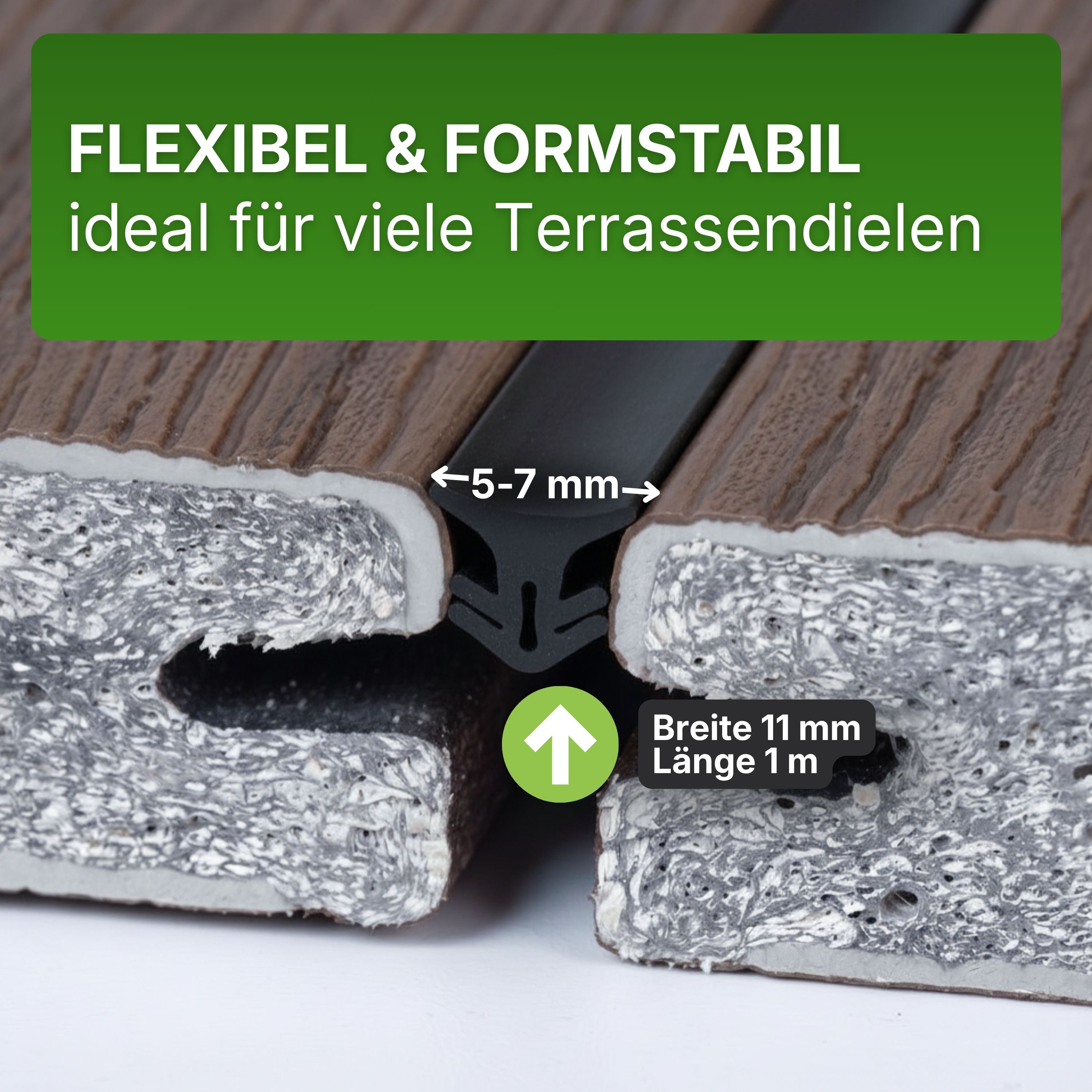 Terrassenfugenband 1 m 5–7 mm schwarz aus TPE