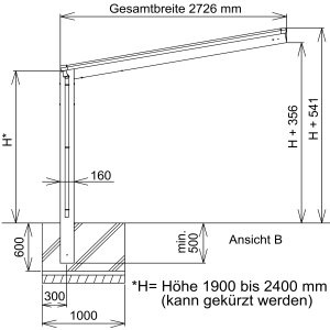XIMAX Carport Linea Aluminium Typ 110 Standard ES 495x273x244cm