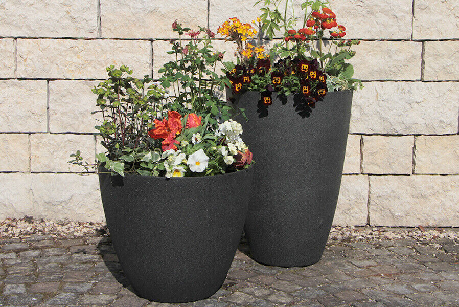 eLXyRMl9sSuaKU Pflanzkübel rund aus Kunststoff Pflanztopf für den Garten Blumentopf außen Übertopf