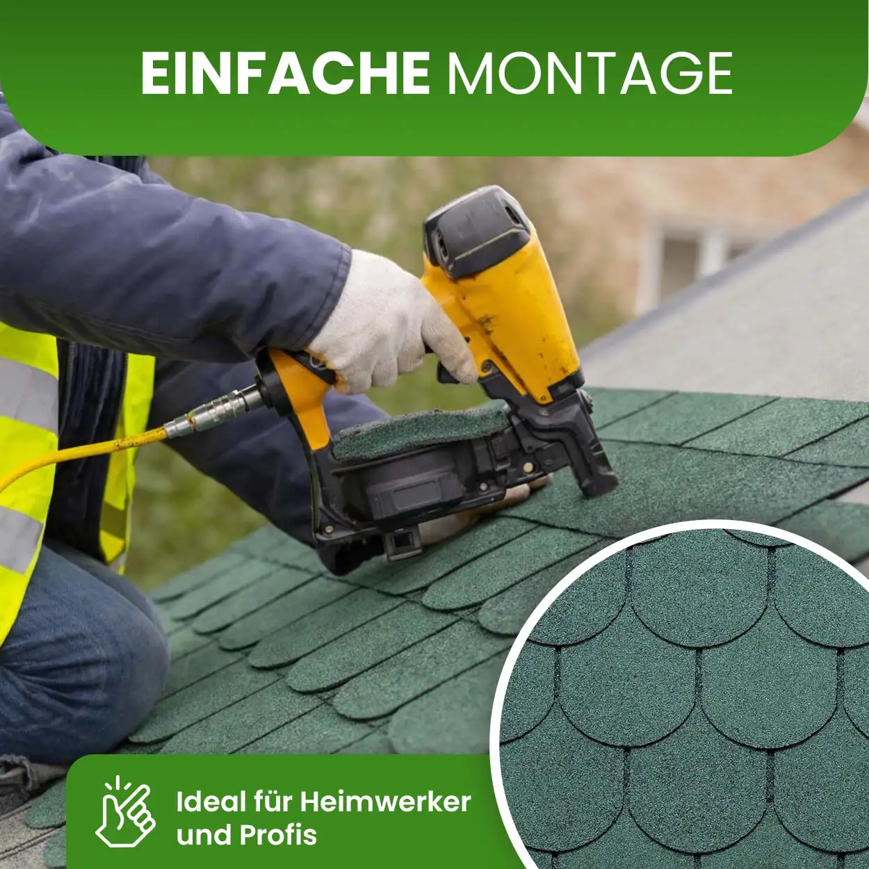 Bitumendachschindeln Dreieck 1 m² für Gartenhaus und Carport